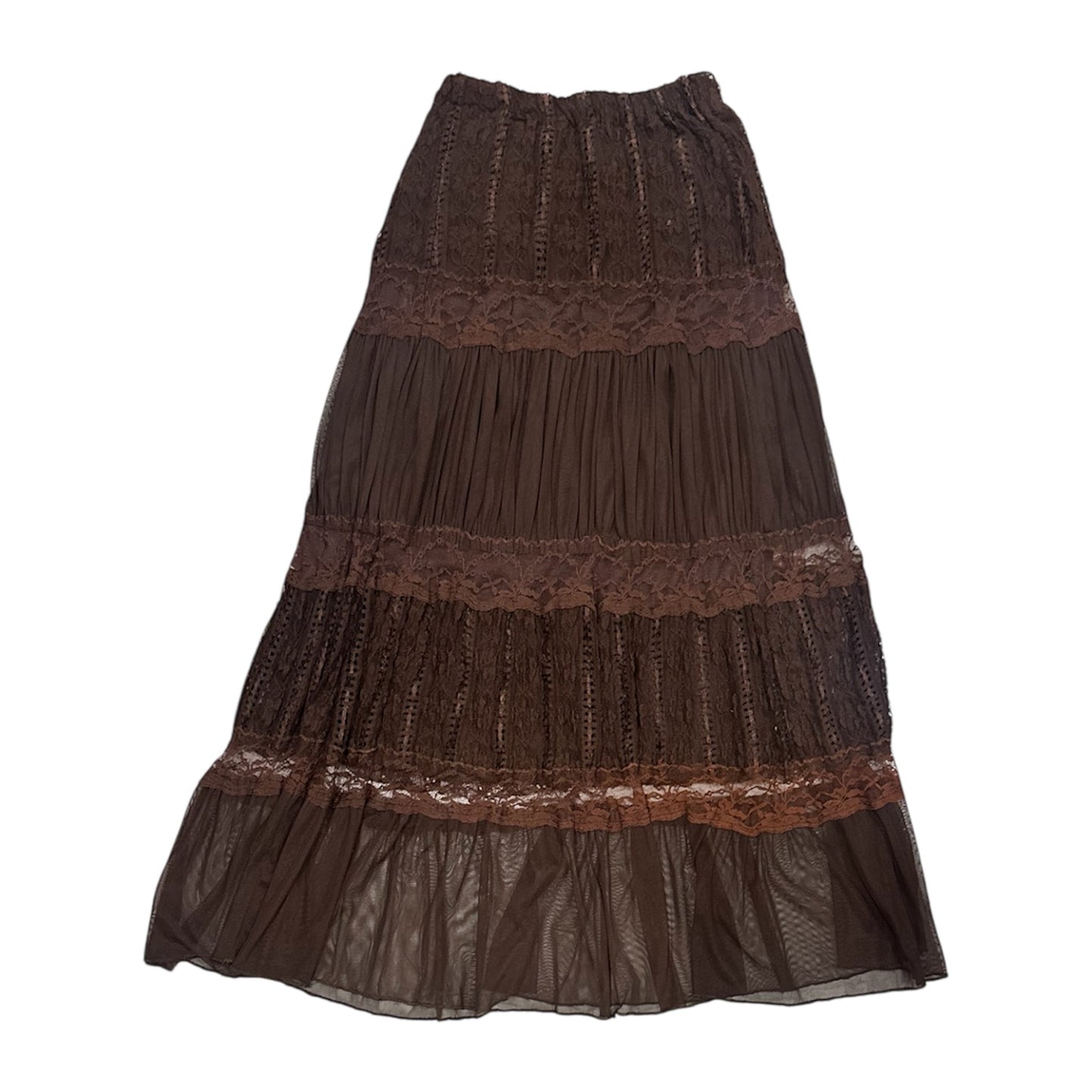 Splicing Mesh Maxi Skirt