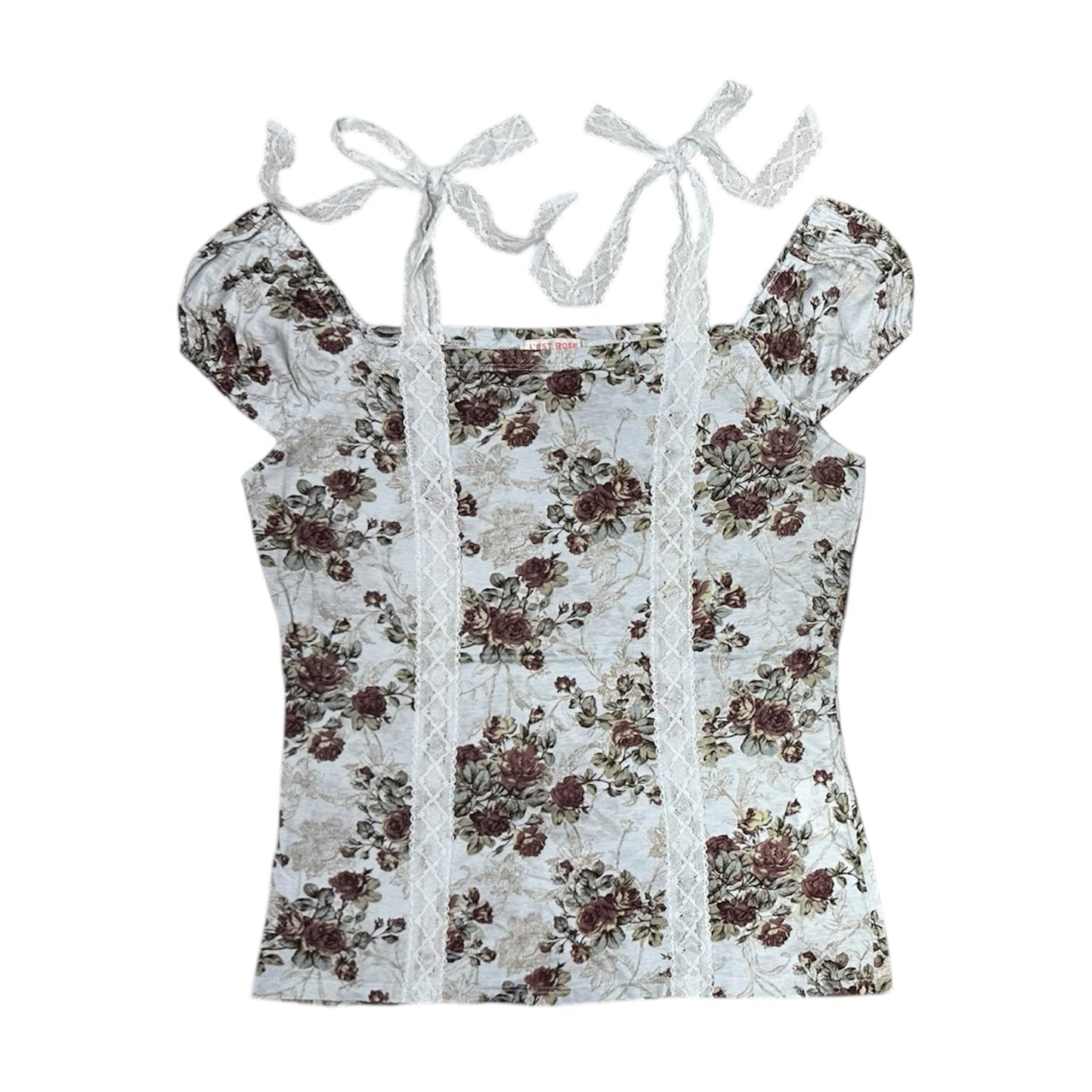 Floral Lace Trim Off Shoulder Top