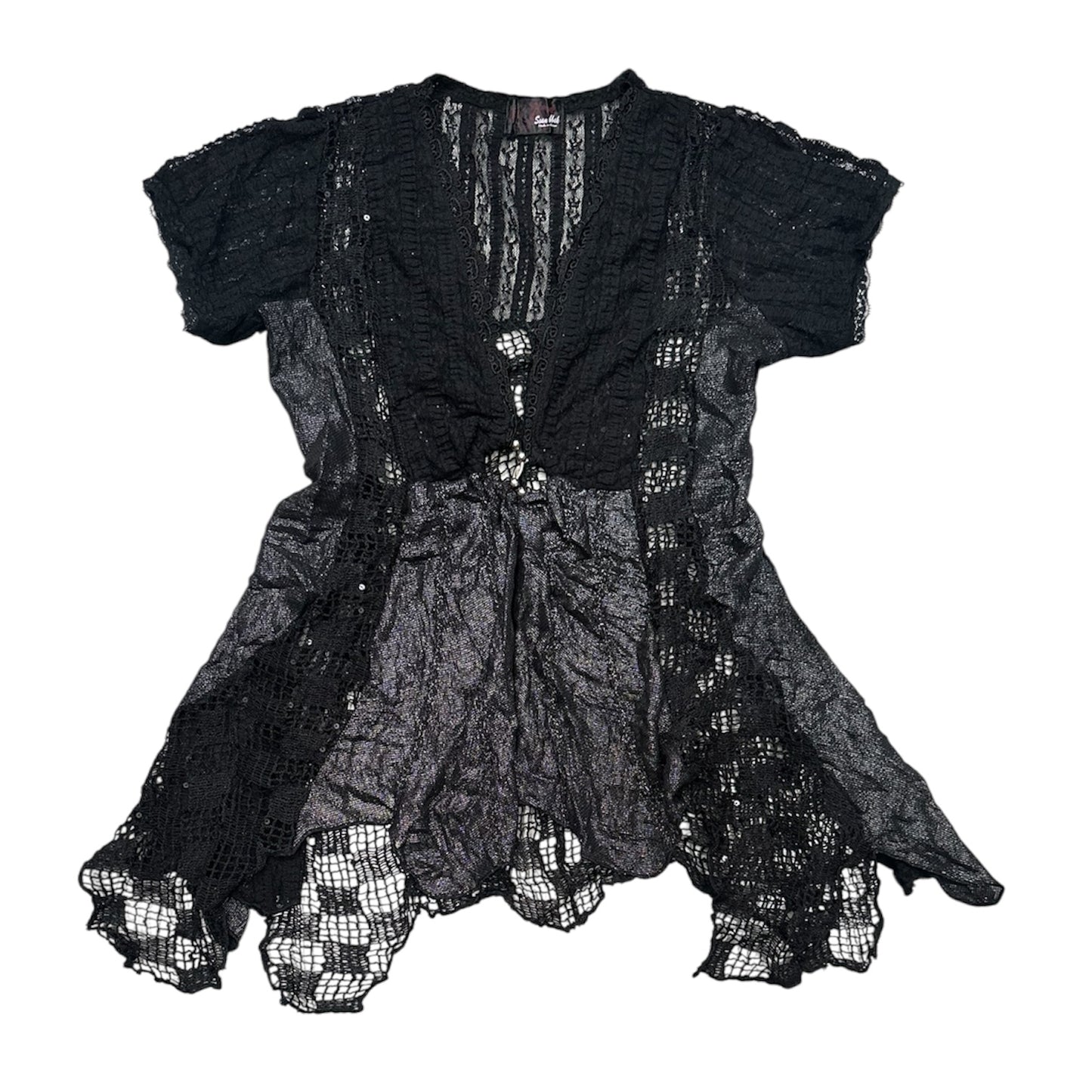 Sheer Splicing Asymmetric Hem Top