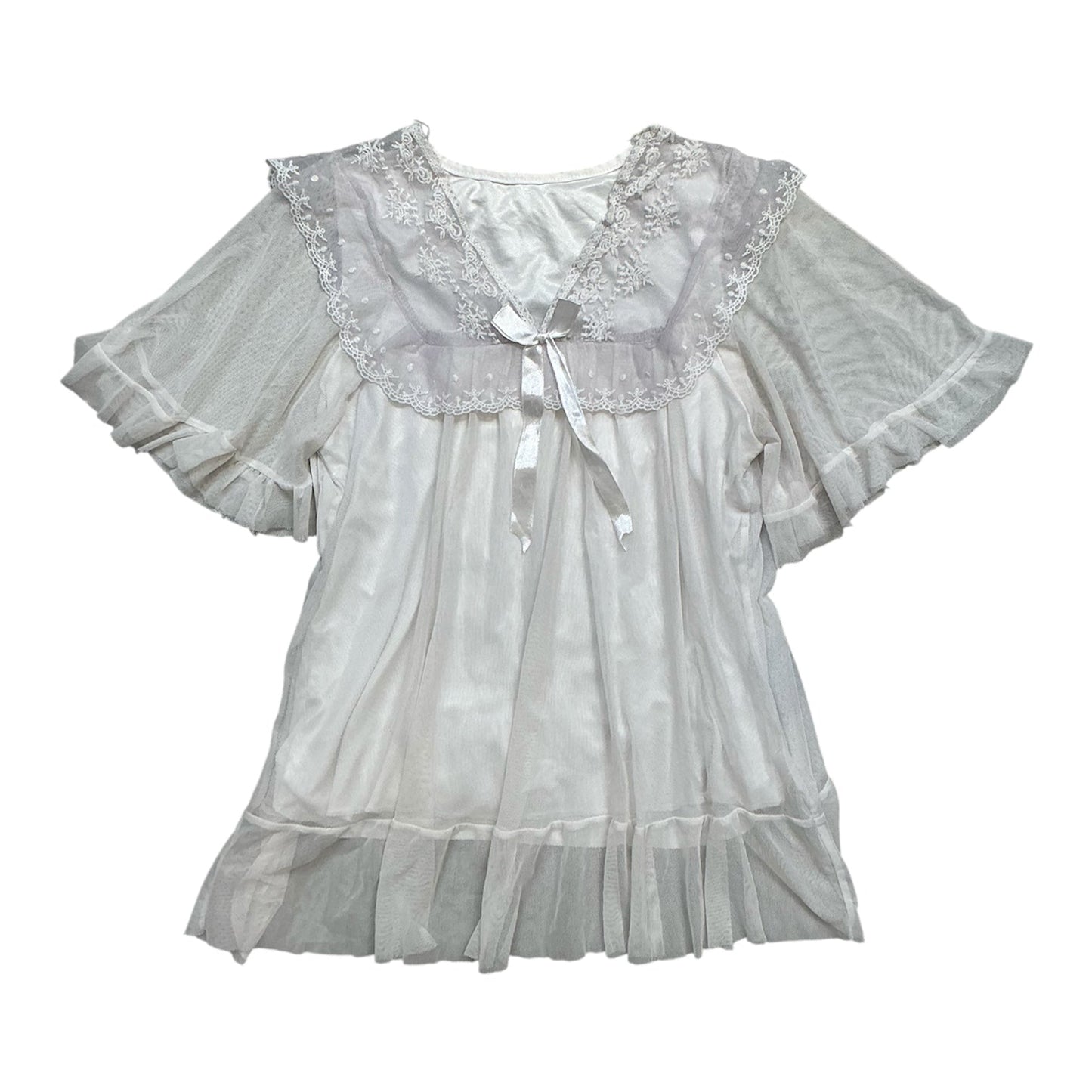 Lace Collar Mesh Top