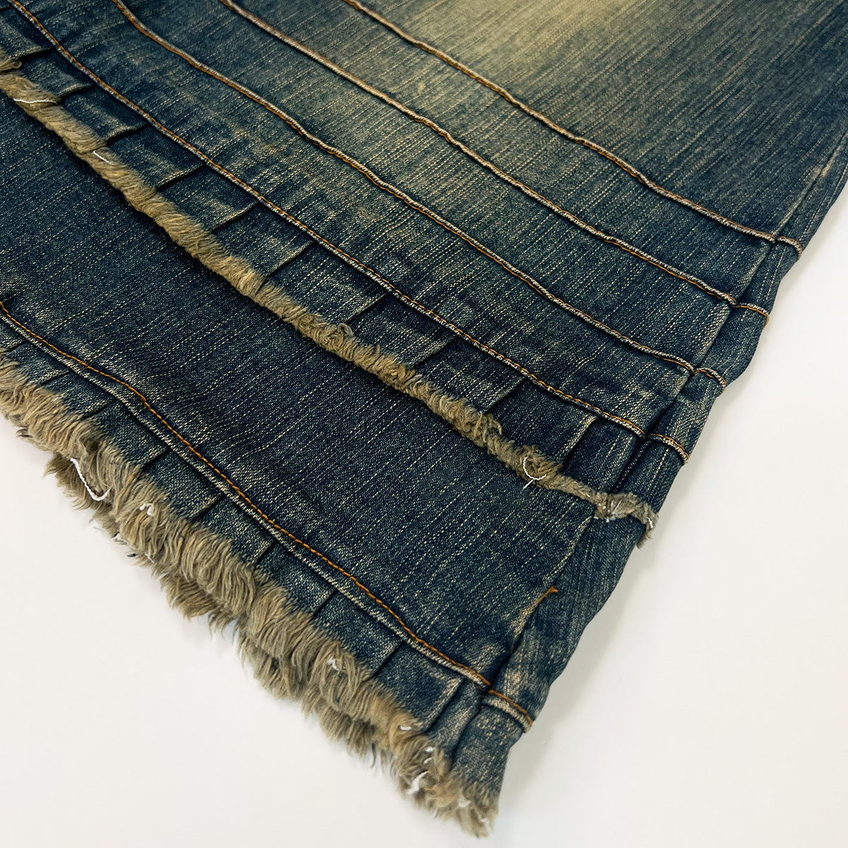 90s A-line Yellow Wash Denim Skirt