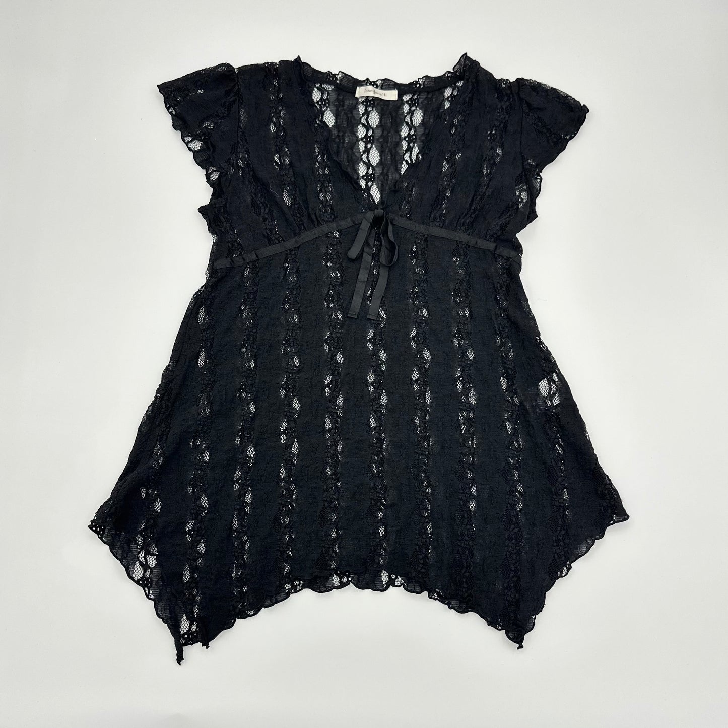Sheer Lace Tie-Waist Tunic Top