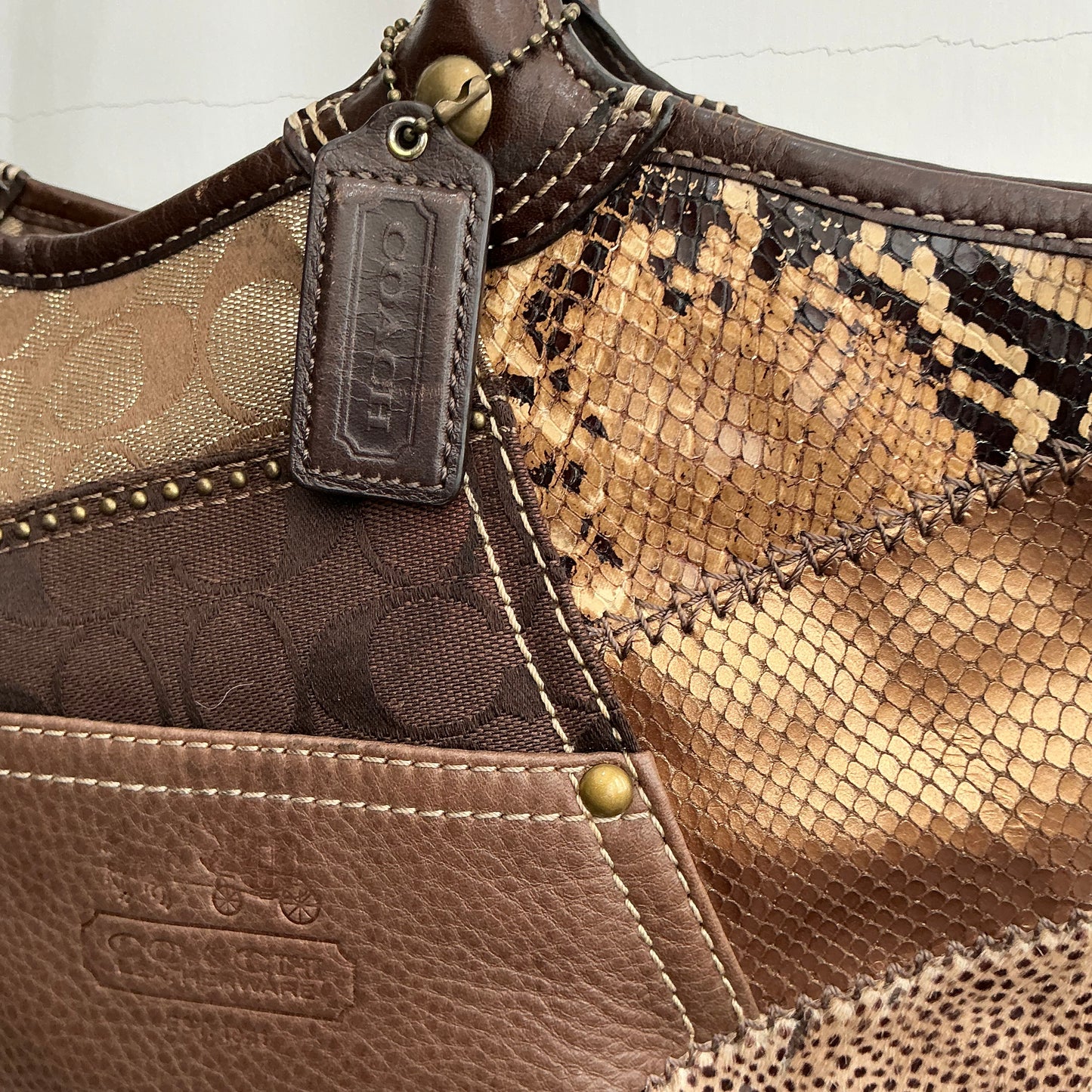 Coach Patchwork Signature Leather Tote Bag 12899