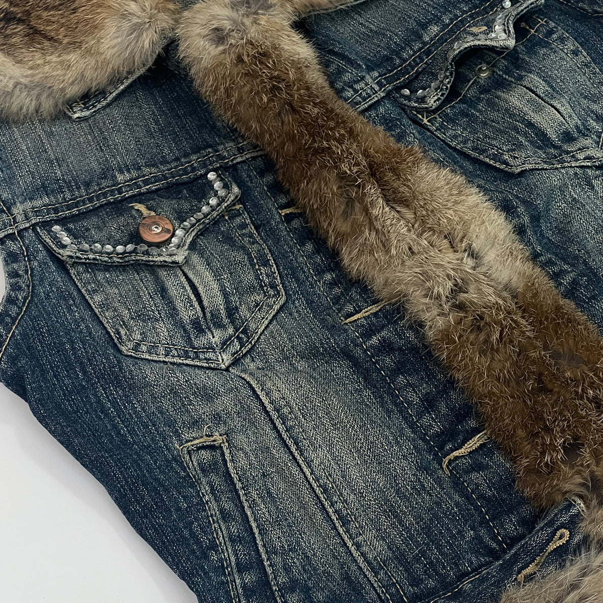 00s Fur Denim Vest