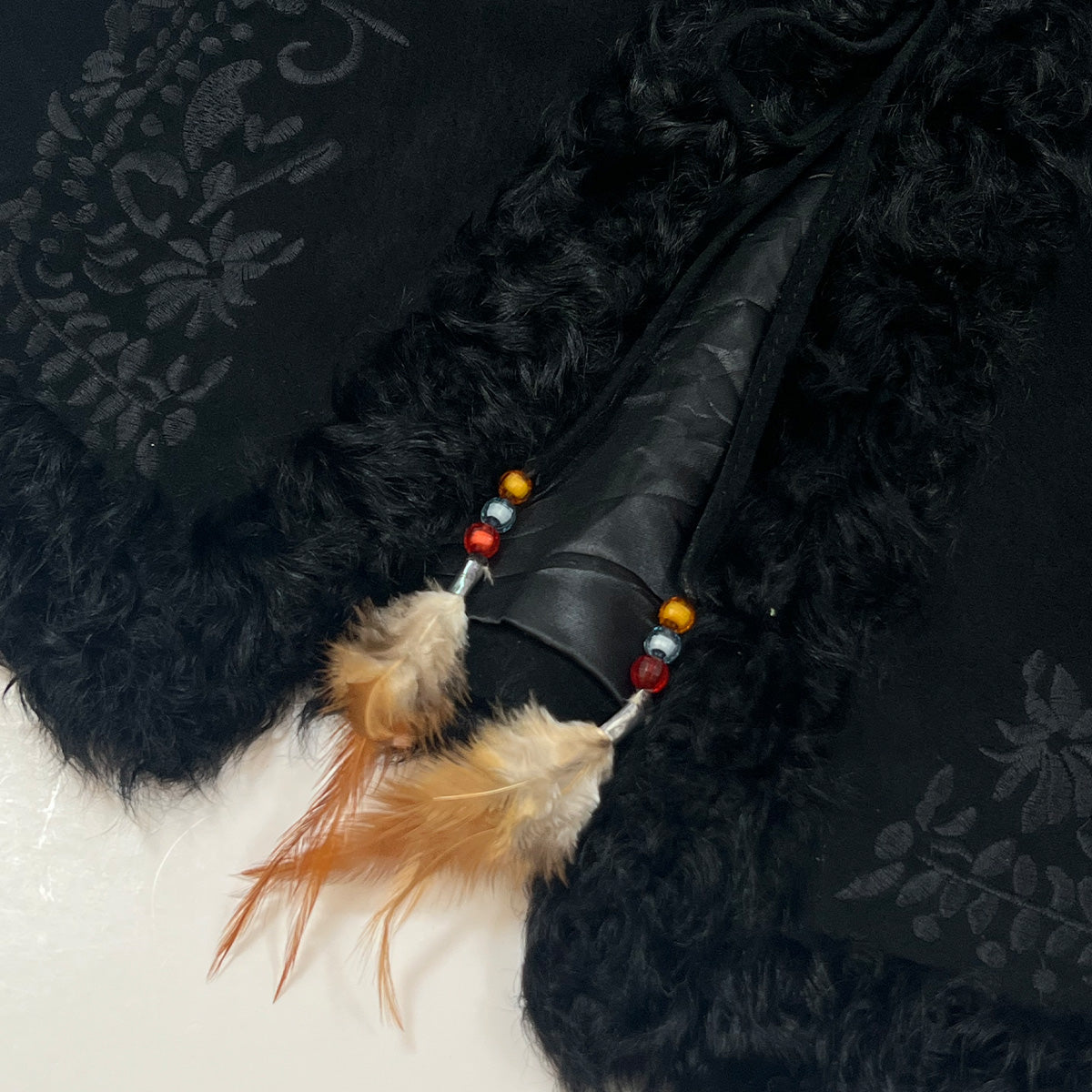 90s Fur Embroidery Leather Vest