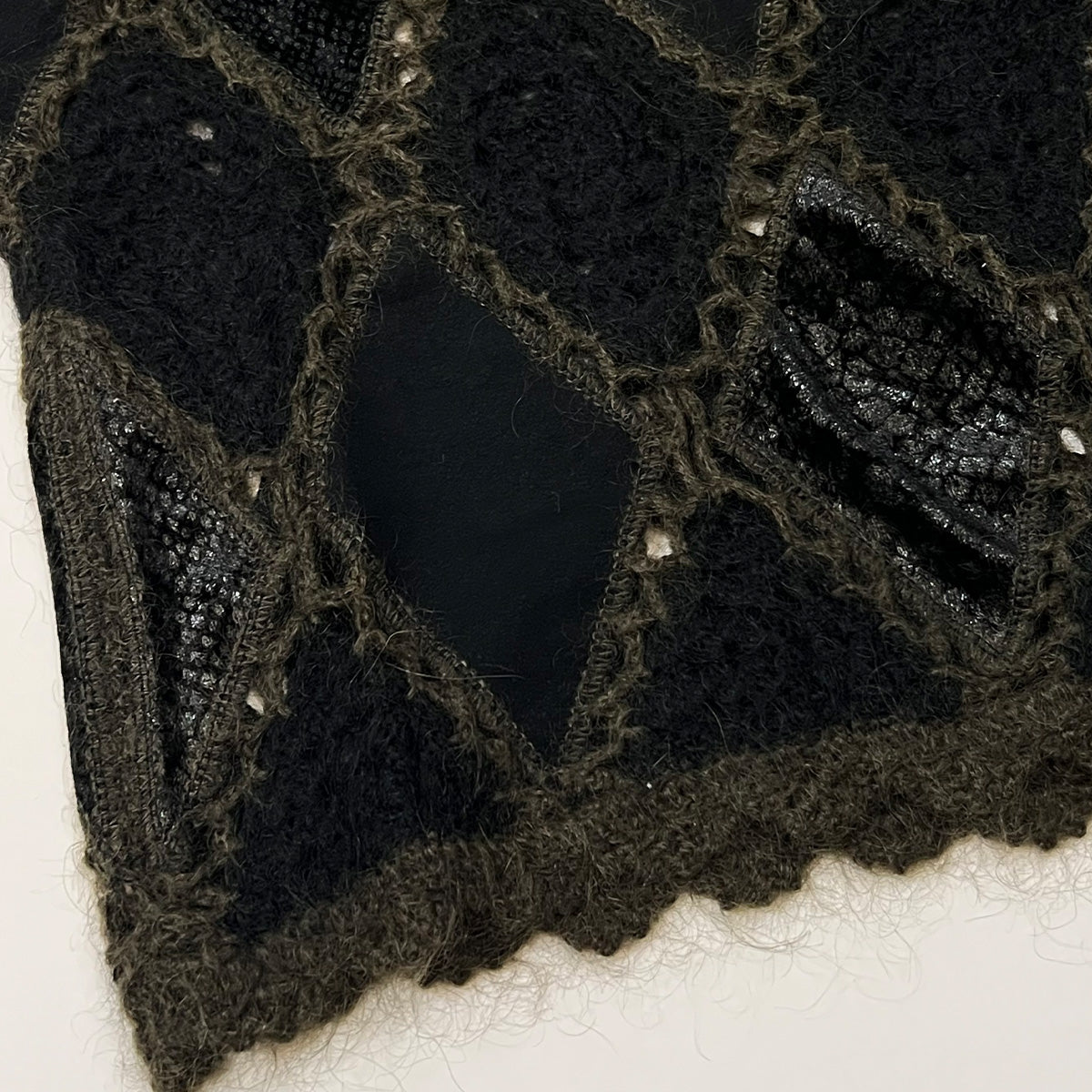 Knit Diamond Check Patchwork Top