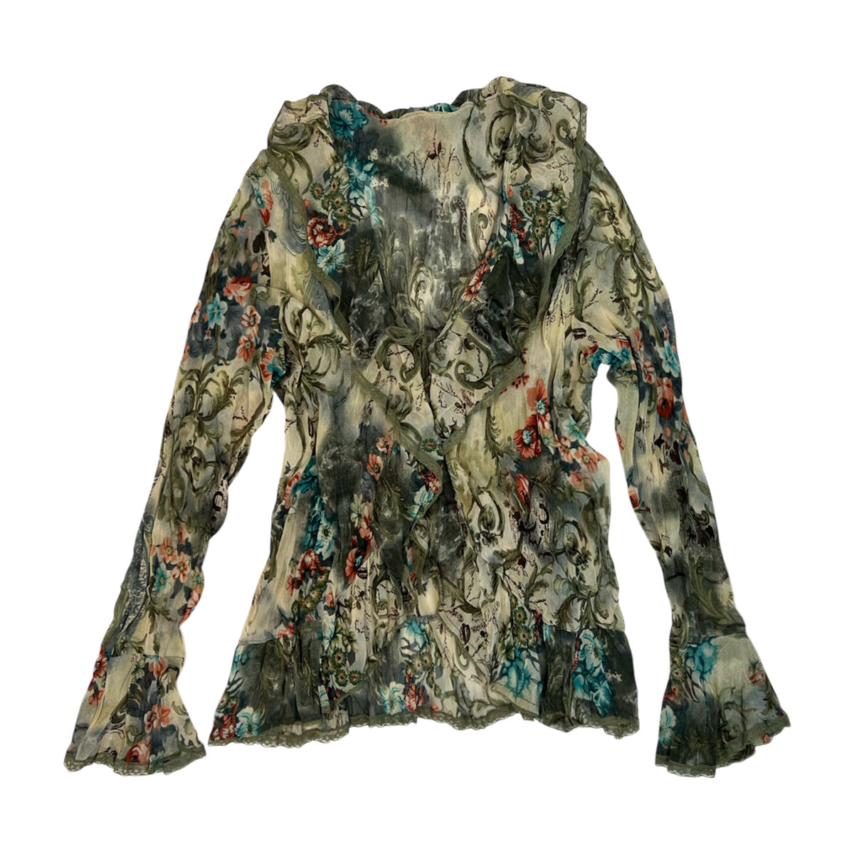 Lace Trim Floral Cardigan