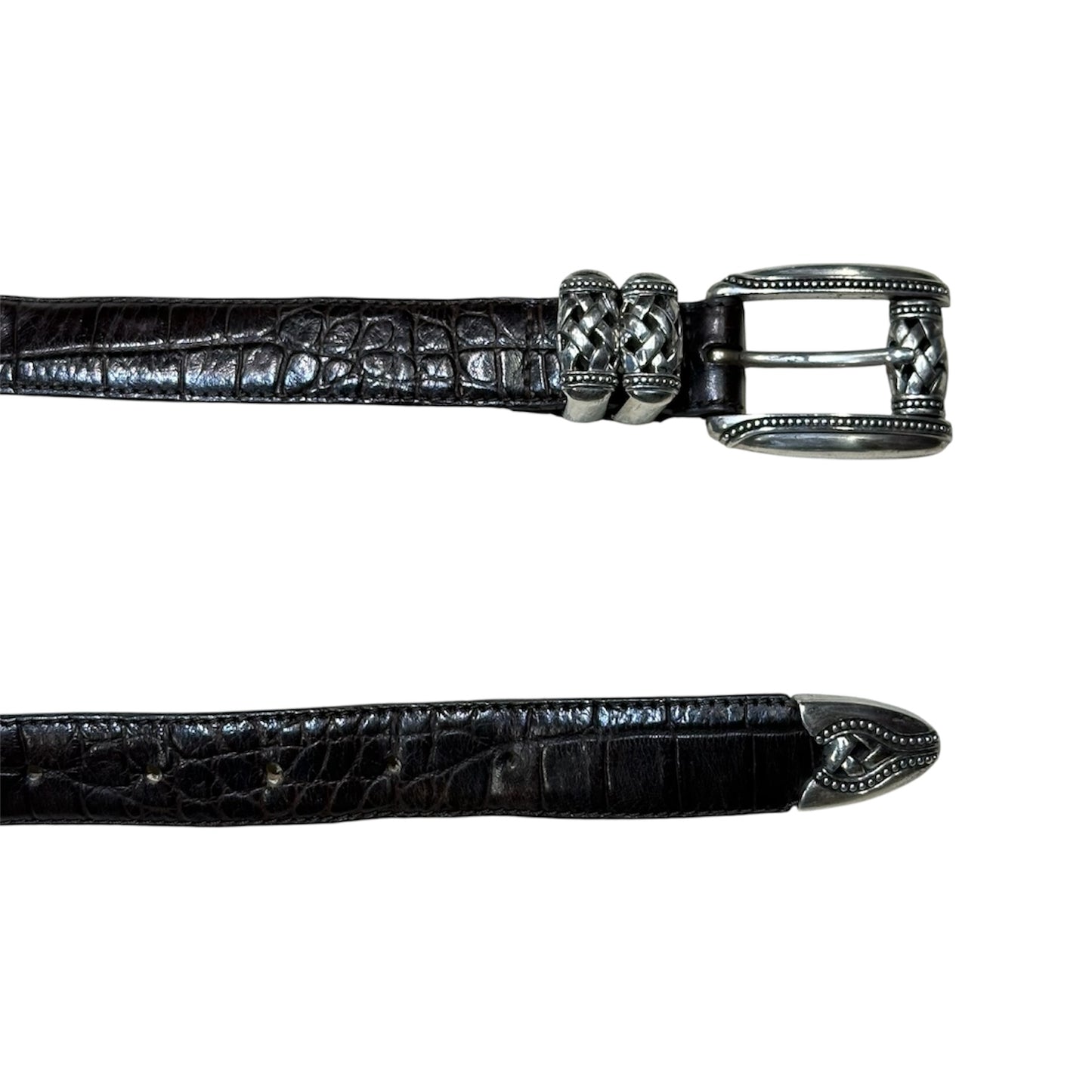 90s Crocodile Emboss Leather Belt