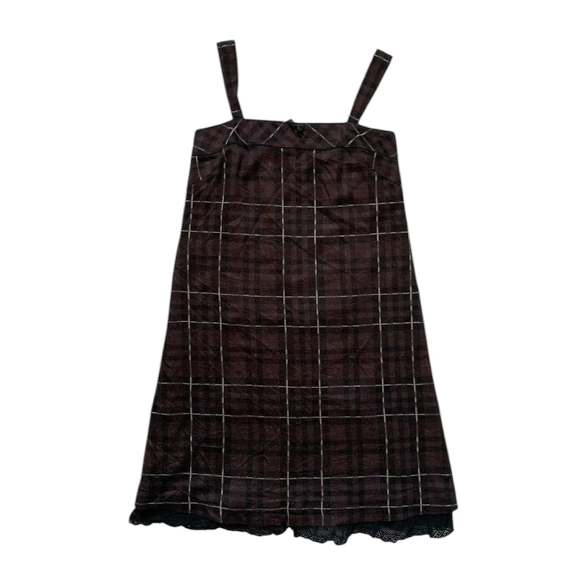 Checked Dress with Removable Lace Trim