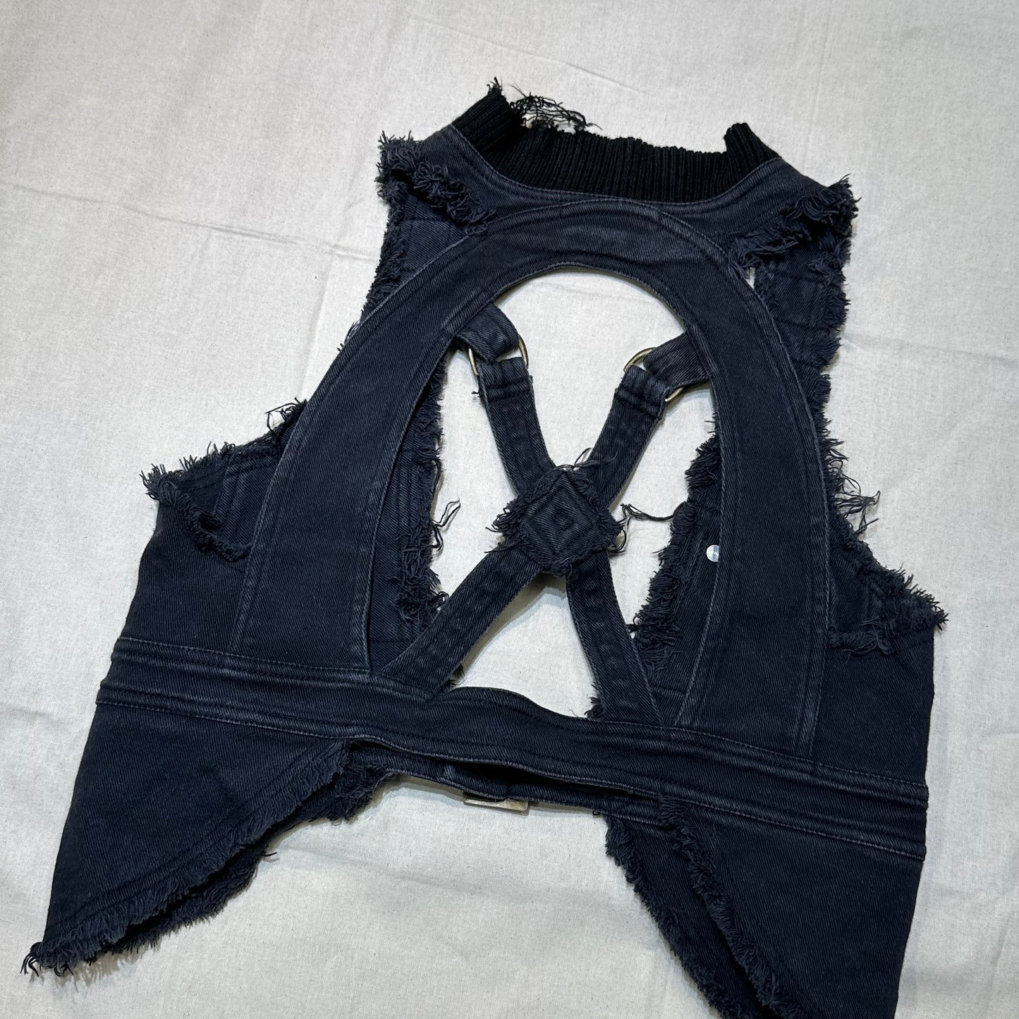 DKNY Jeans Distressed Frayed Corset