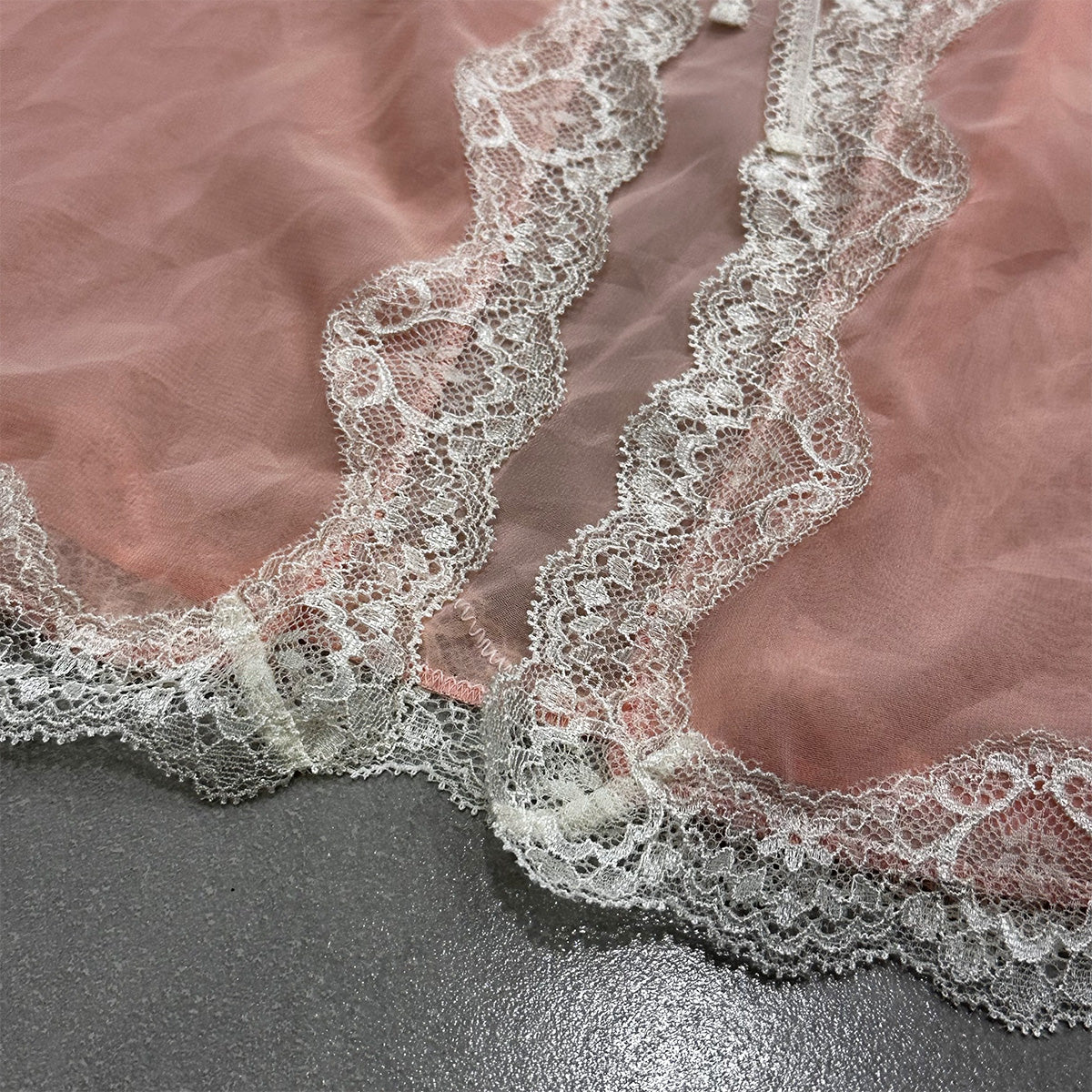 Lace Trim Cardigan Mesh Camisole