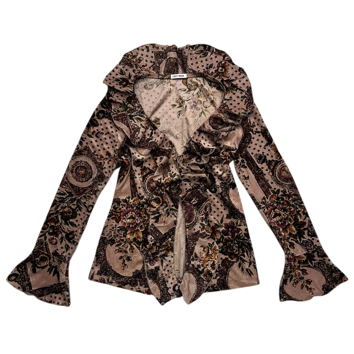 Floral Velvet Ruffle Cardigan