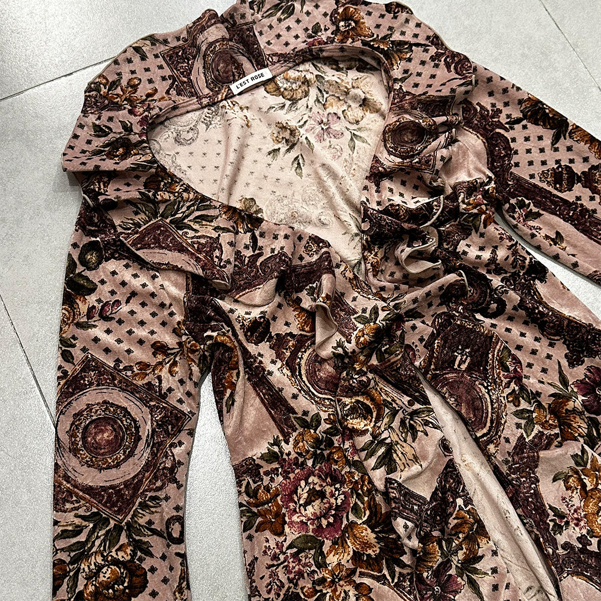 Floral Velvet Ruffle Cardigan
