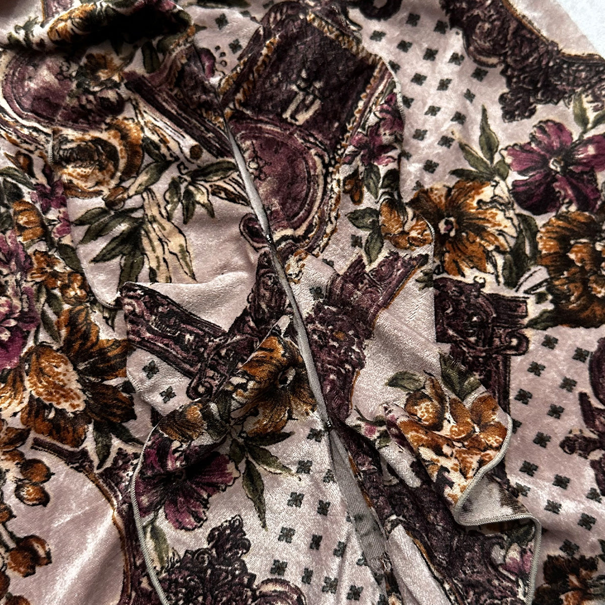 Floral Velvet Ruffle Cardigan
