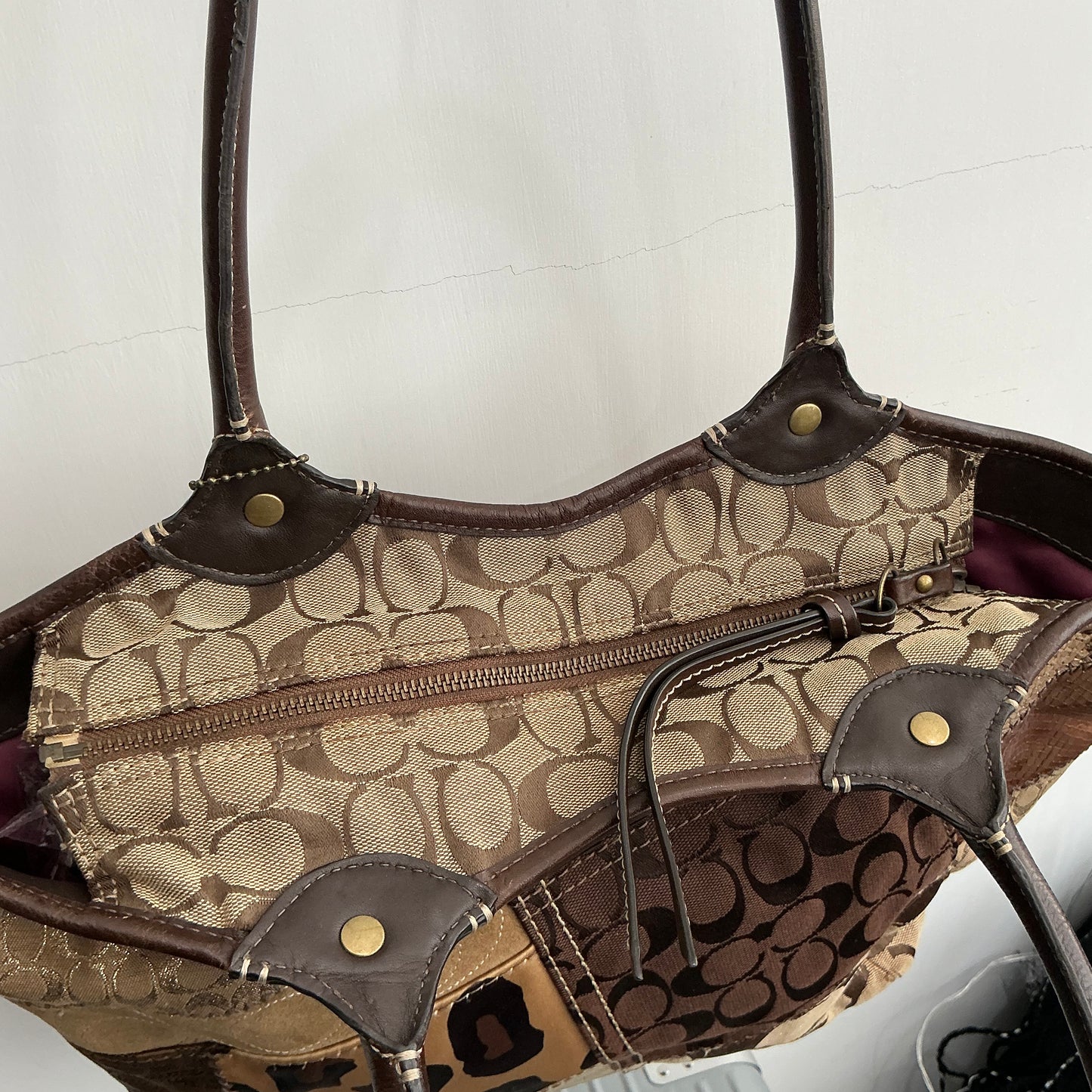 Coach Patchwork Signature Leather Tote Bag 12899