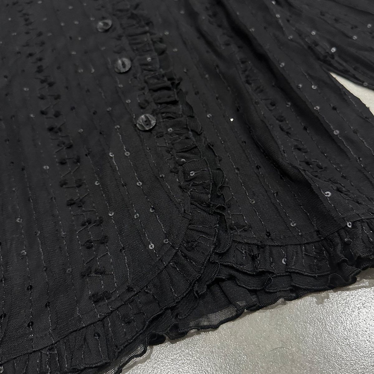 Beaded Rhinestone Long Sleeves Shirt