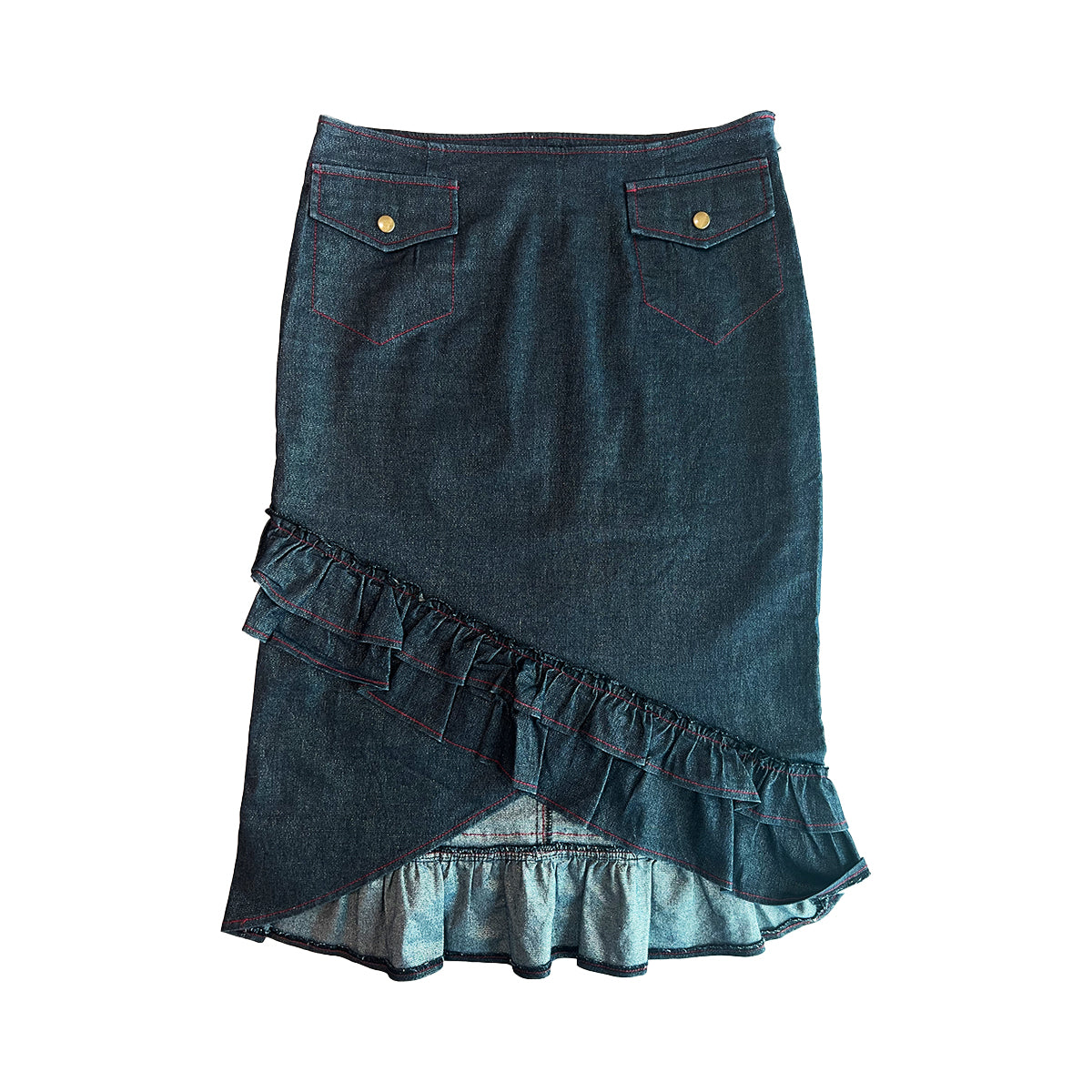 Flounced Denim Skirt
