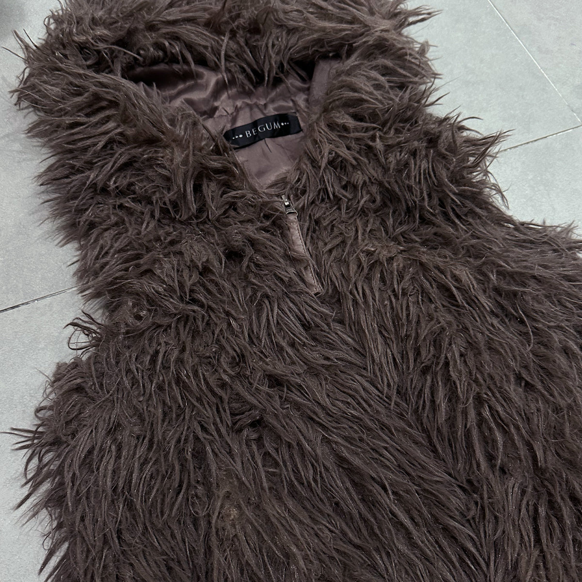 Fur Vest Zip Up Jacket