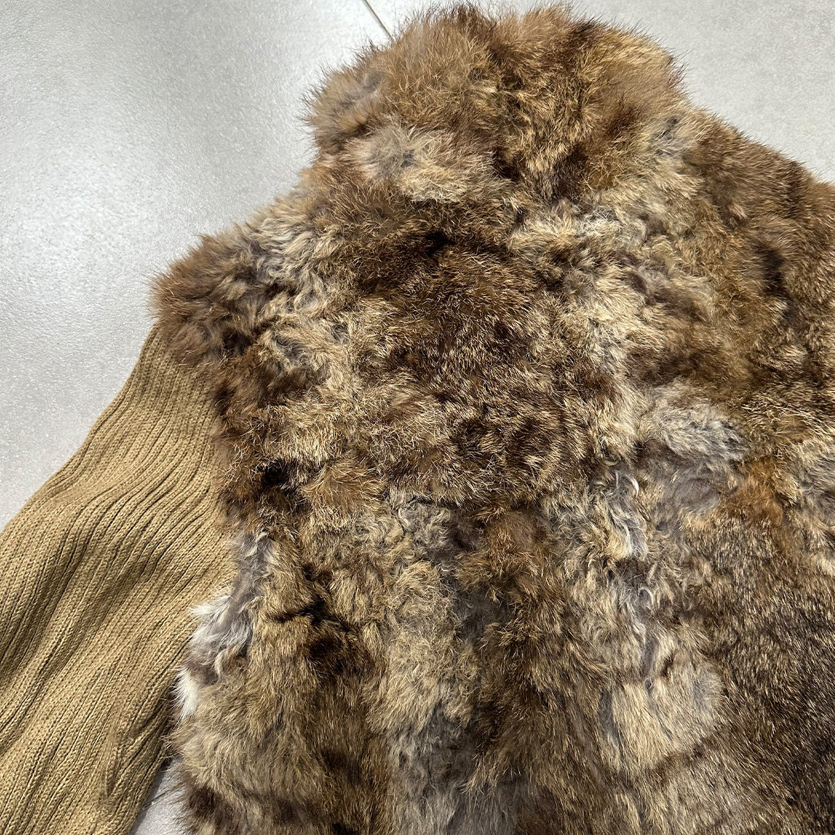 Fur Knit Zip Up Jacket