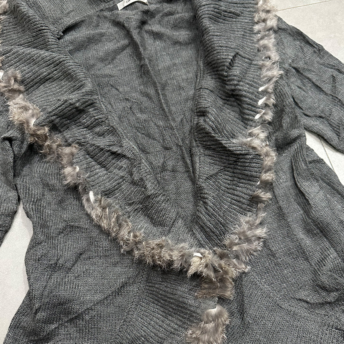 Fur Trim Knit Cardigan