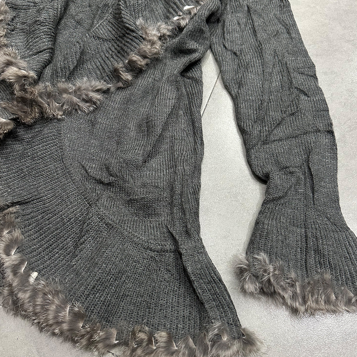 Fur Trim Knit Cardigan