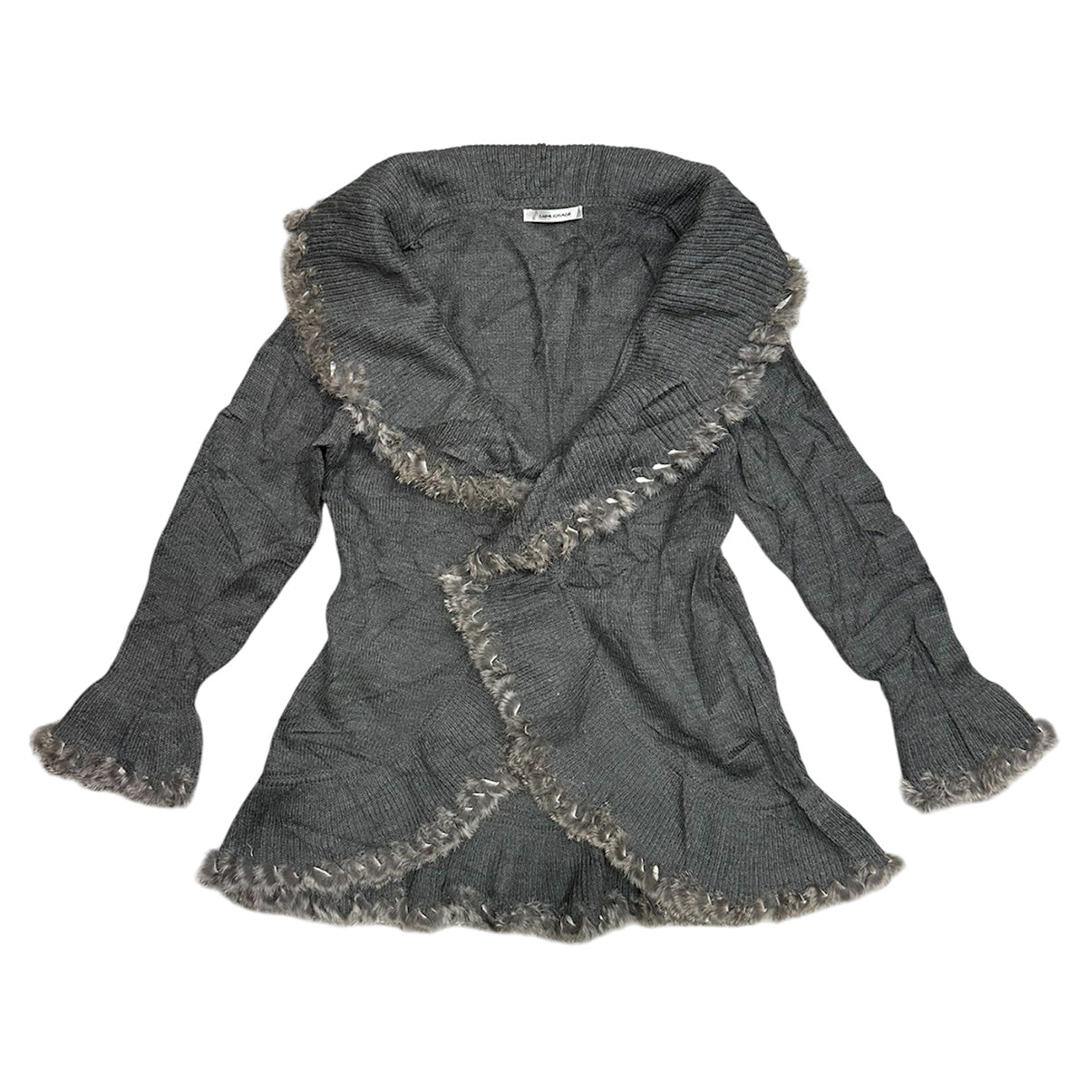 Fur Trim Knit Cardigan