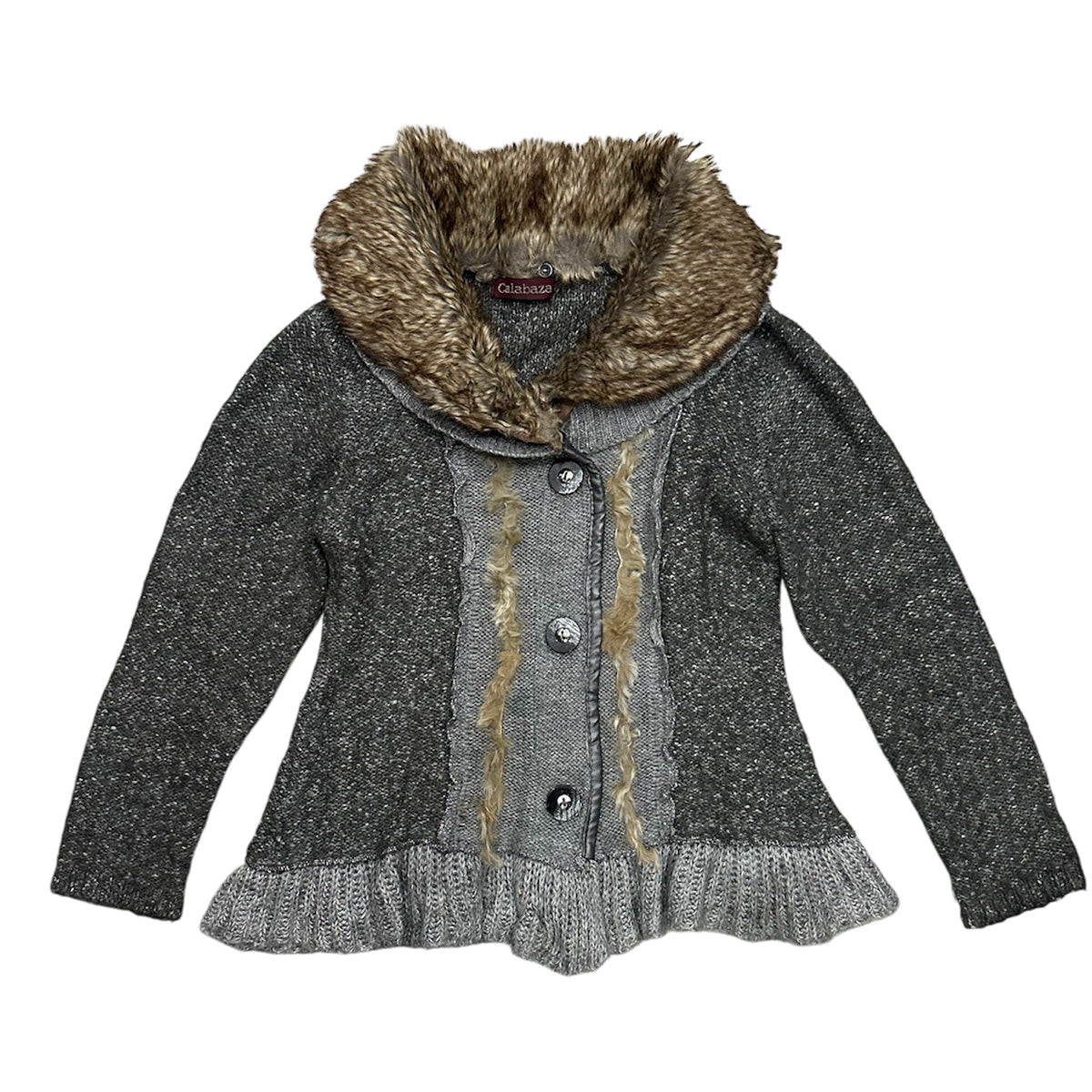 Removable Fur Collar Knit Cardigan