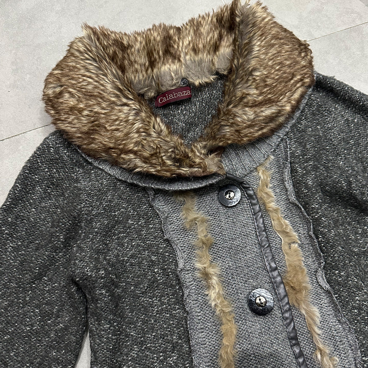 Removable Fur Collar Knit Cardigan