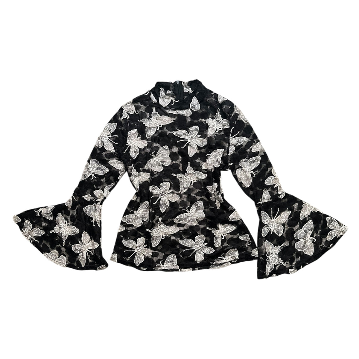Butterfly Mesh Long Sleeves Top