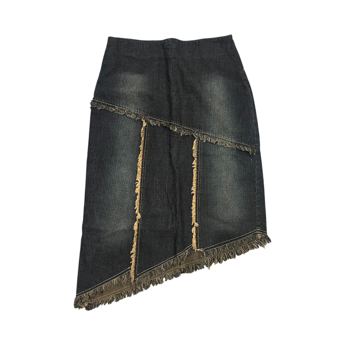 Asymmetric Denim Midi Skirt
