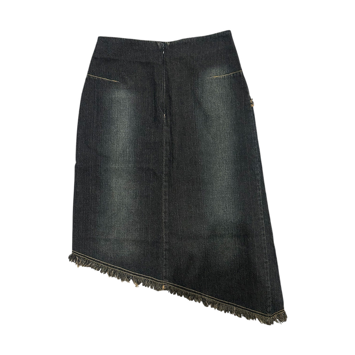 Asymmetric Denim Midi Skirt