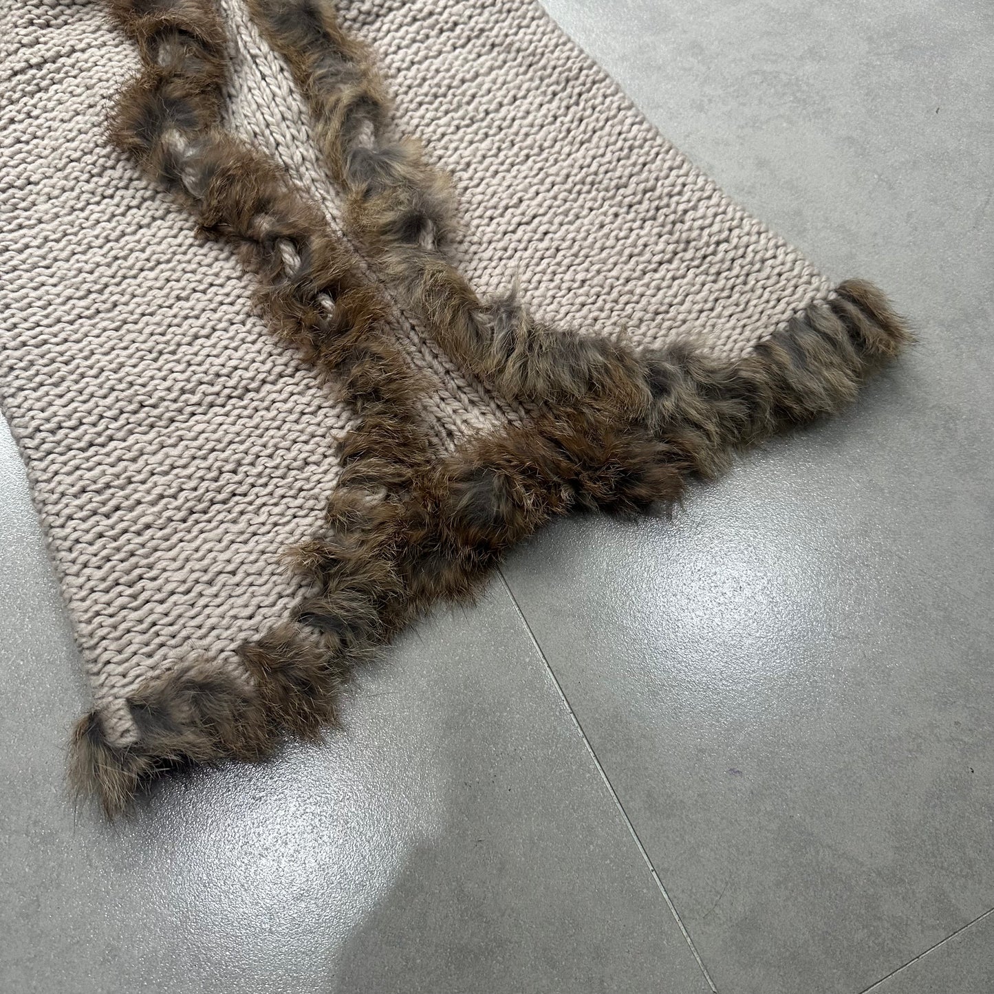 Fur Trim Knit Vest Cardigan