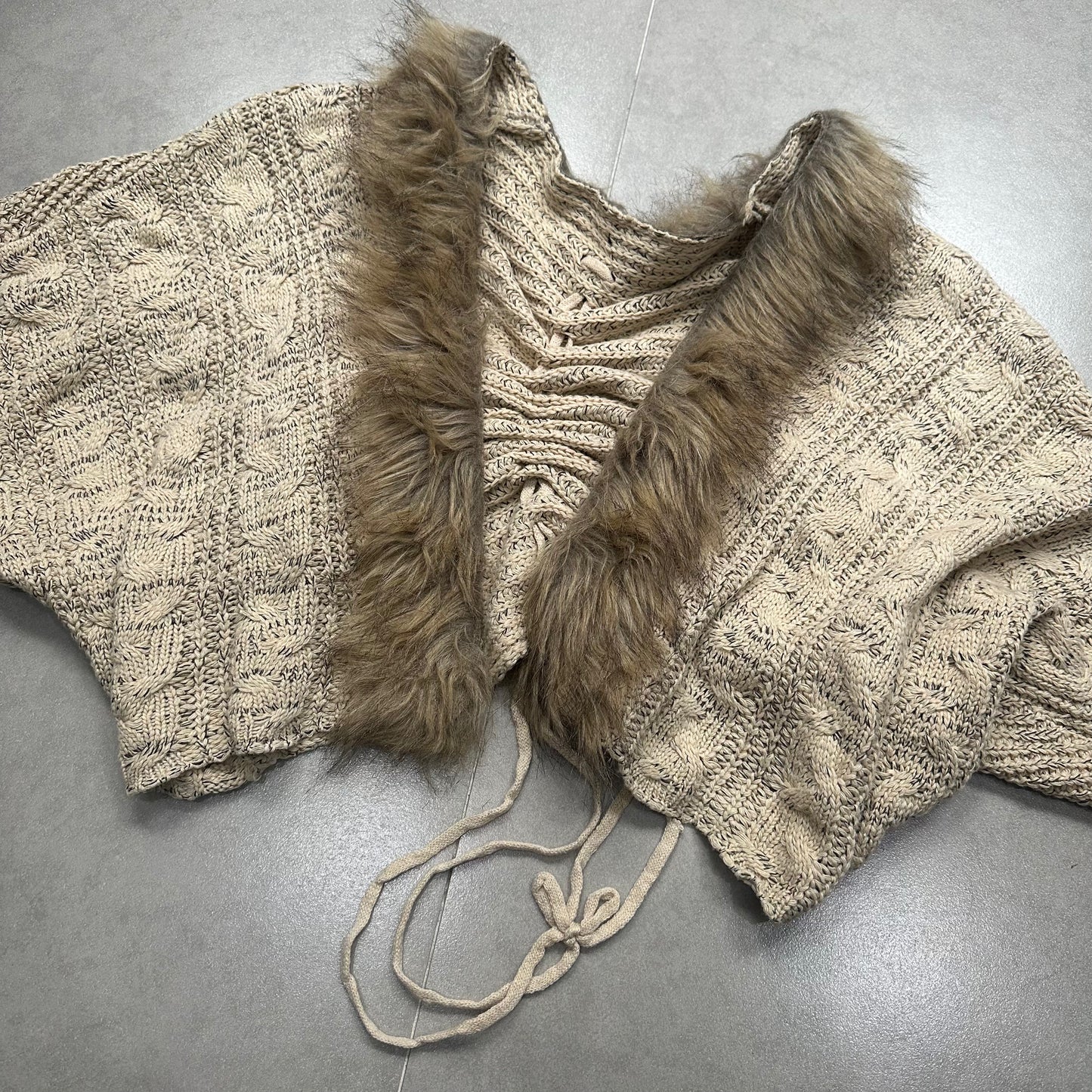 Fur Trim Knit Cardigan