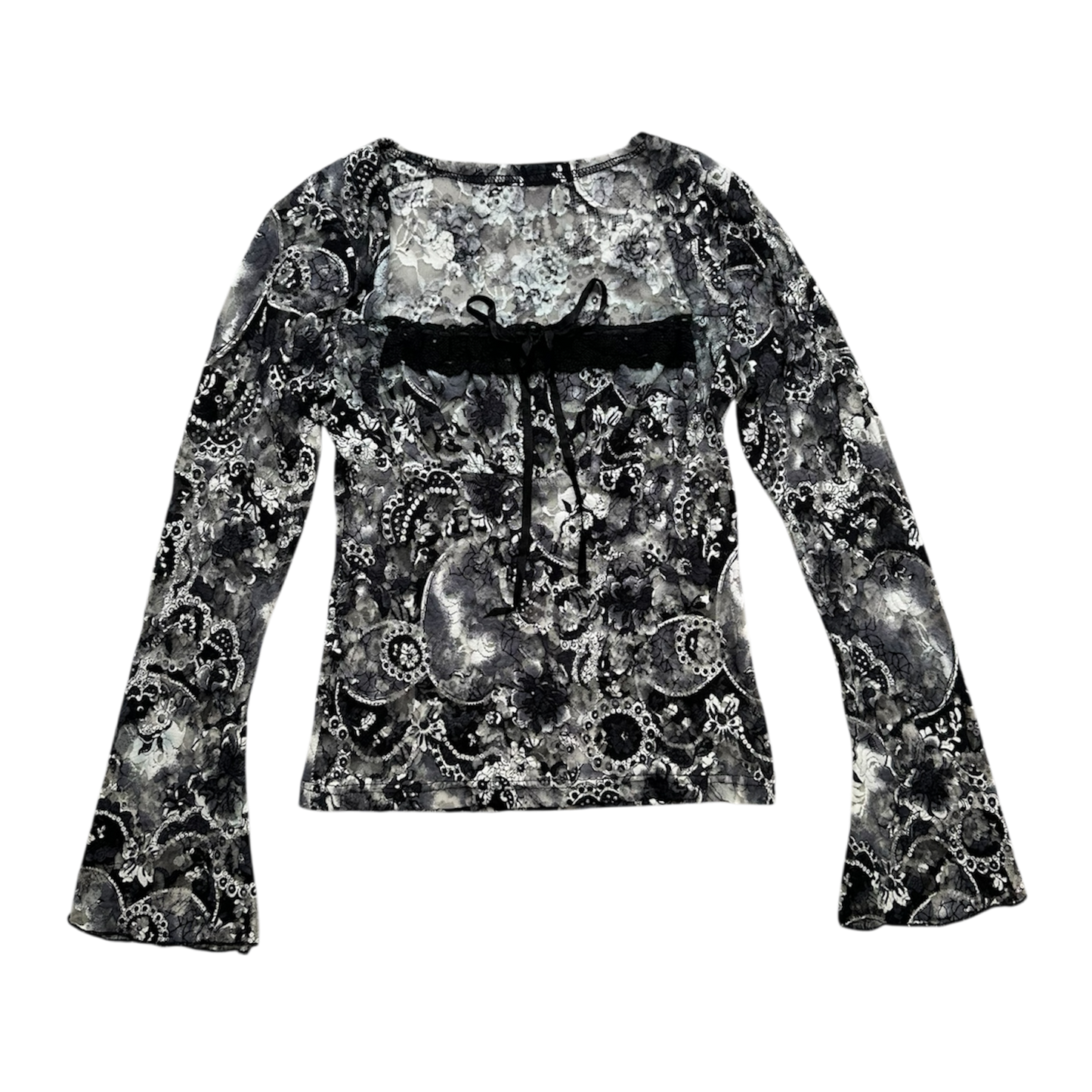 Floral Sheer Lace Long Sleeves Top