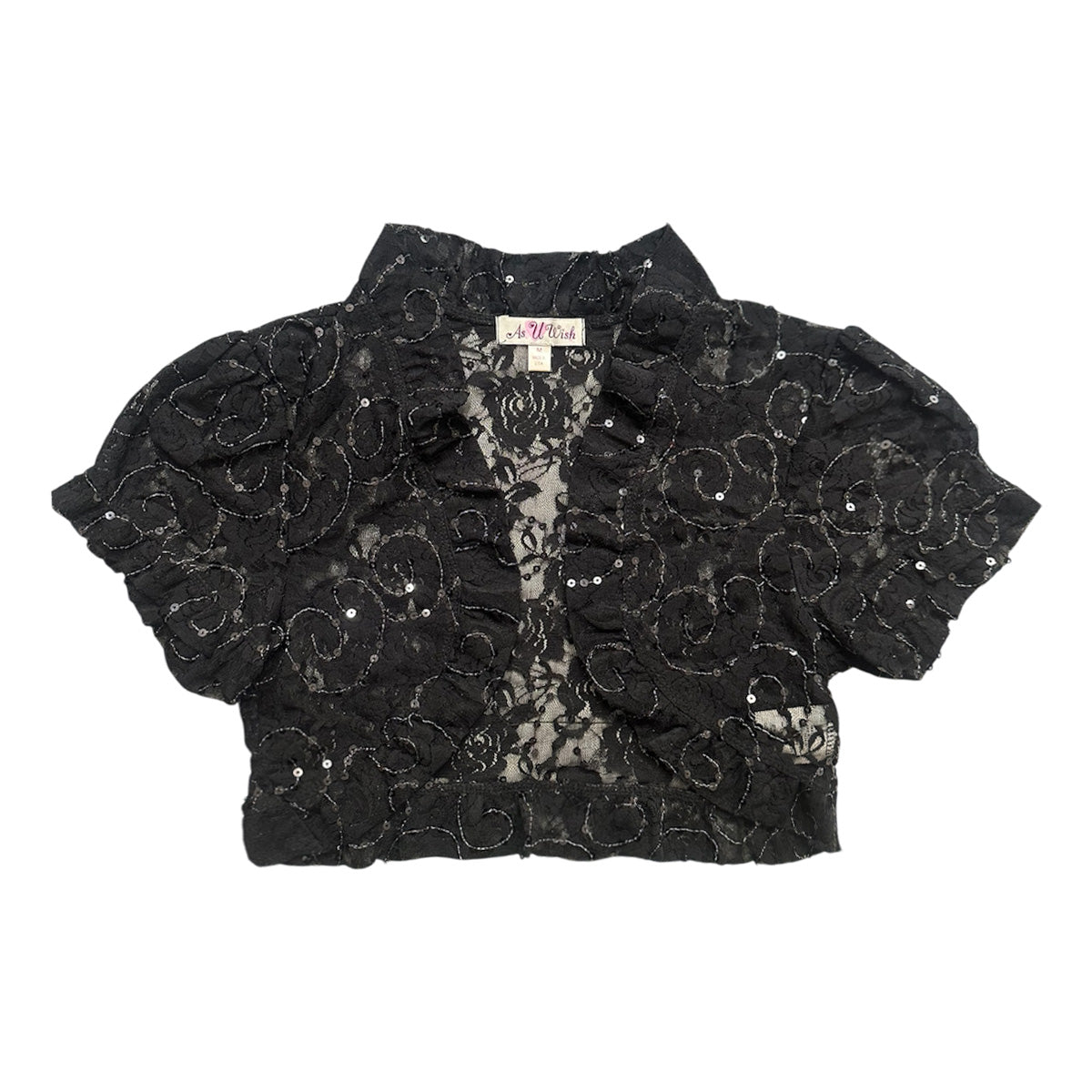 Beaded Mesh Crop Cardigan