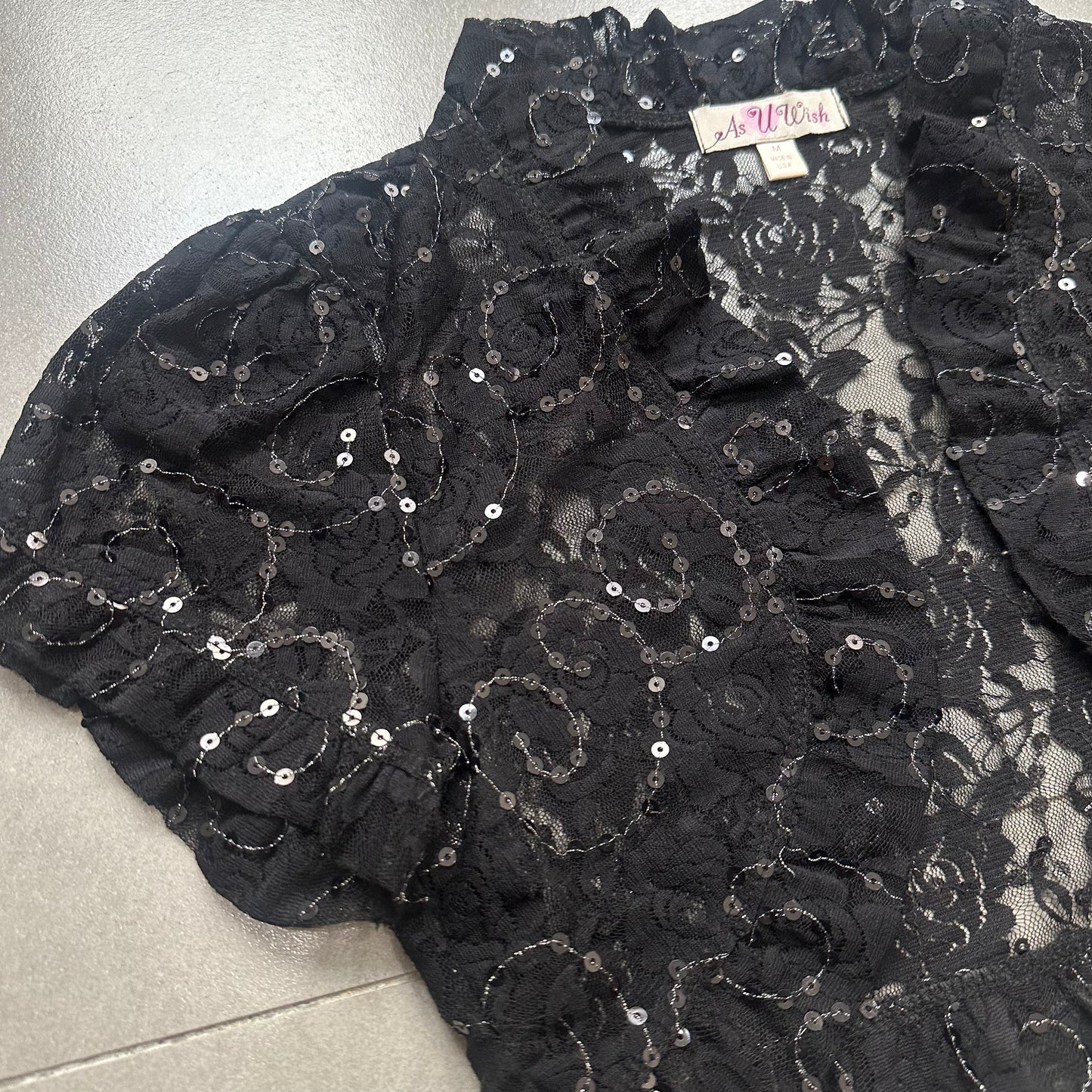 Beaded Mesh Crop Cardigan