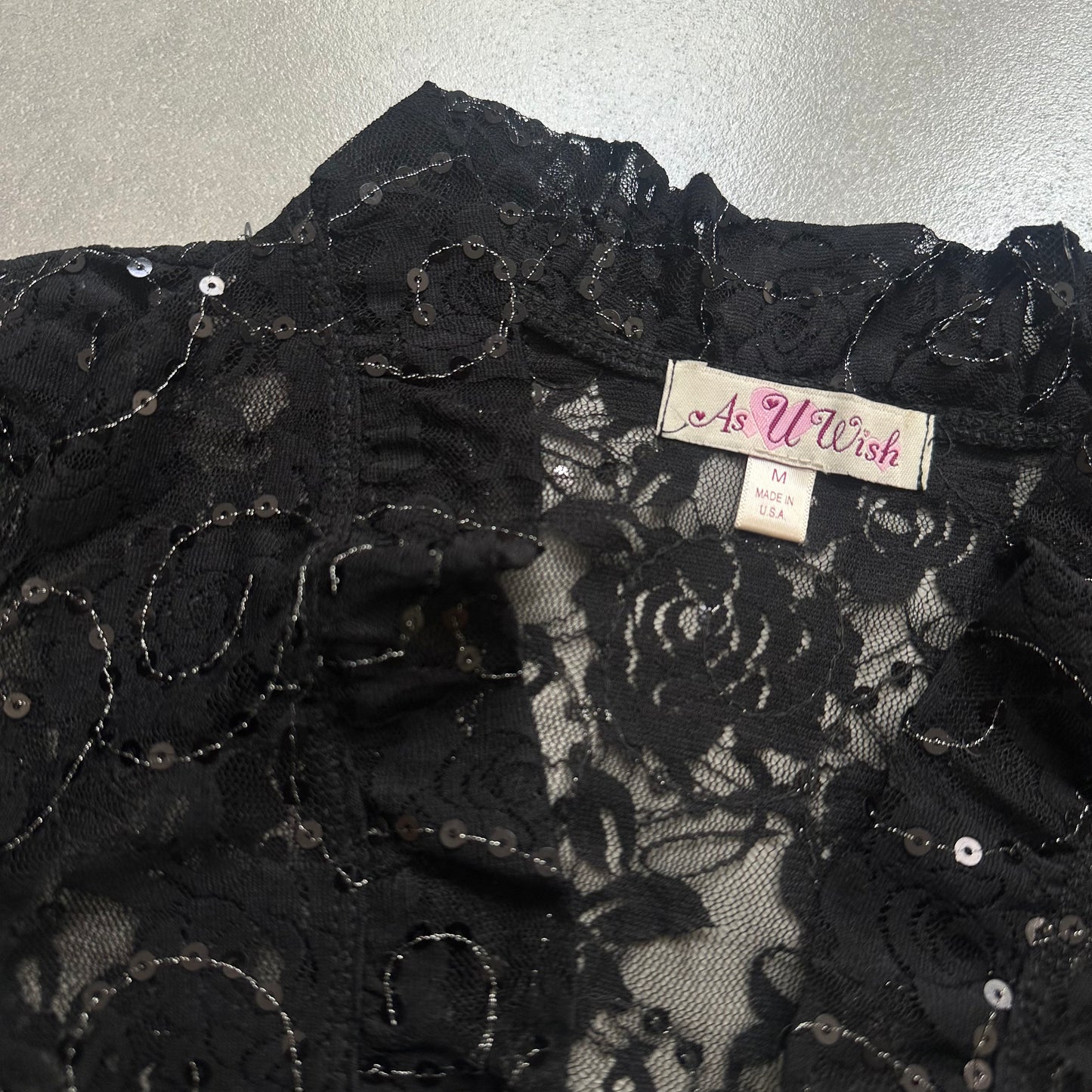 Beaded Mesh Crop Cardigan