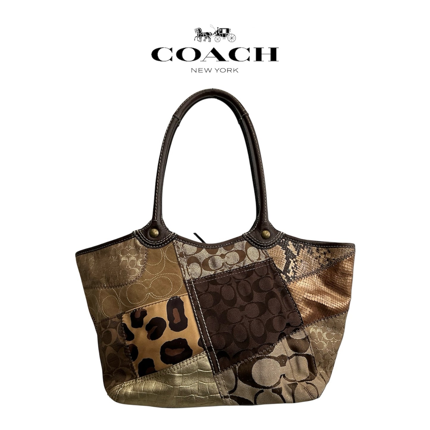Coach Patchwork Signature Leather Tote Bag 12899