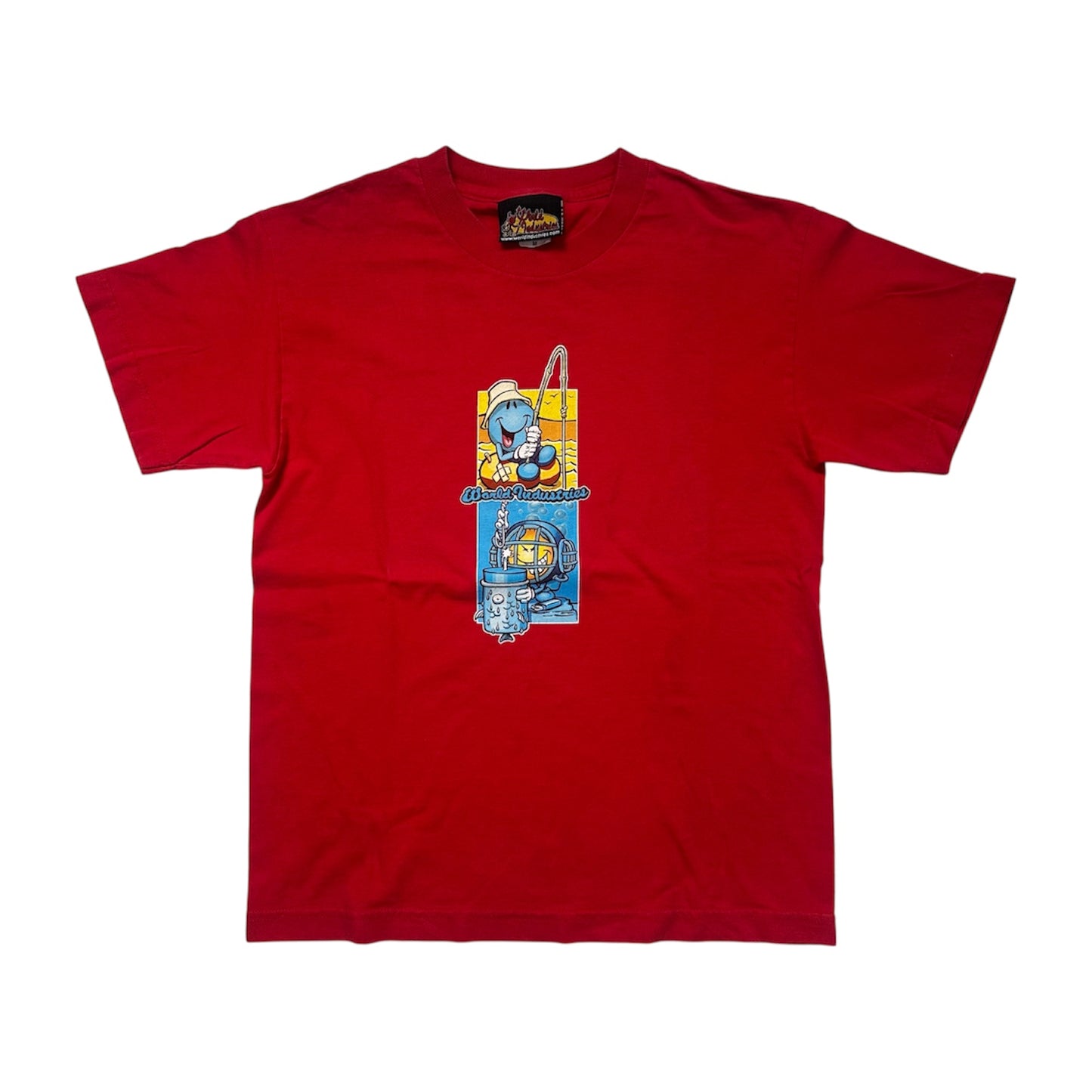 90s World Industries Fishing & Diving Cartoon Graphic T-Shirt