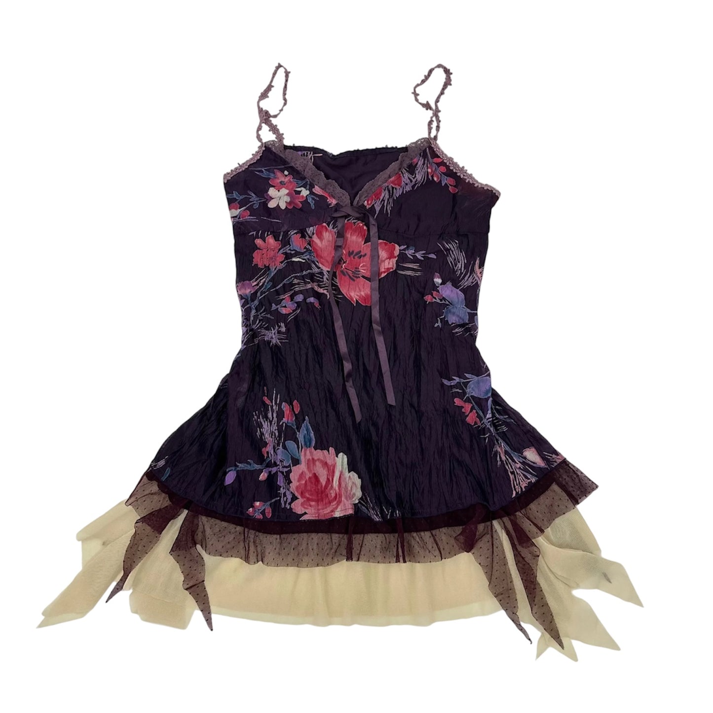 Purple Floral layered hem cami