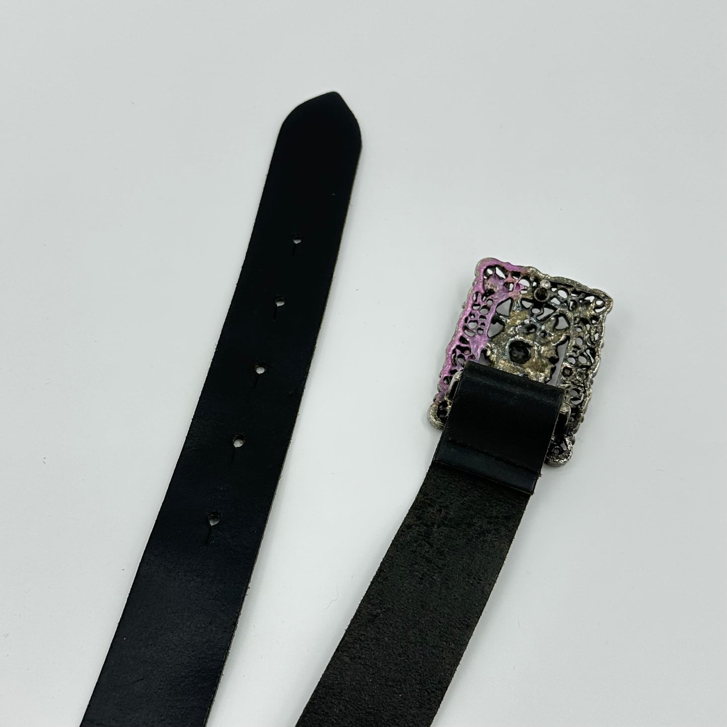 Enamel Rose Ornate Black Belt