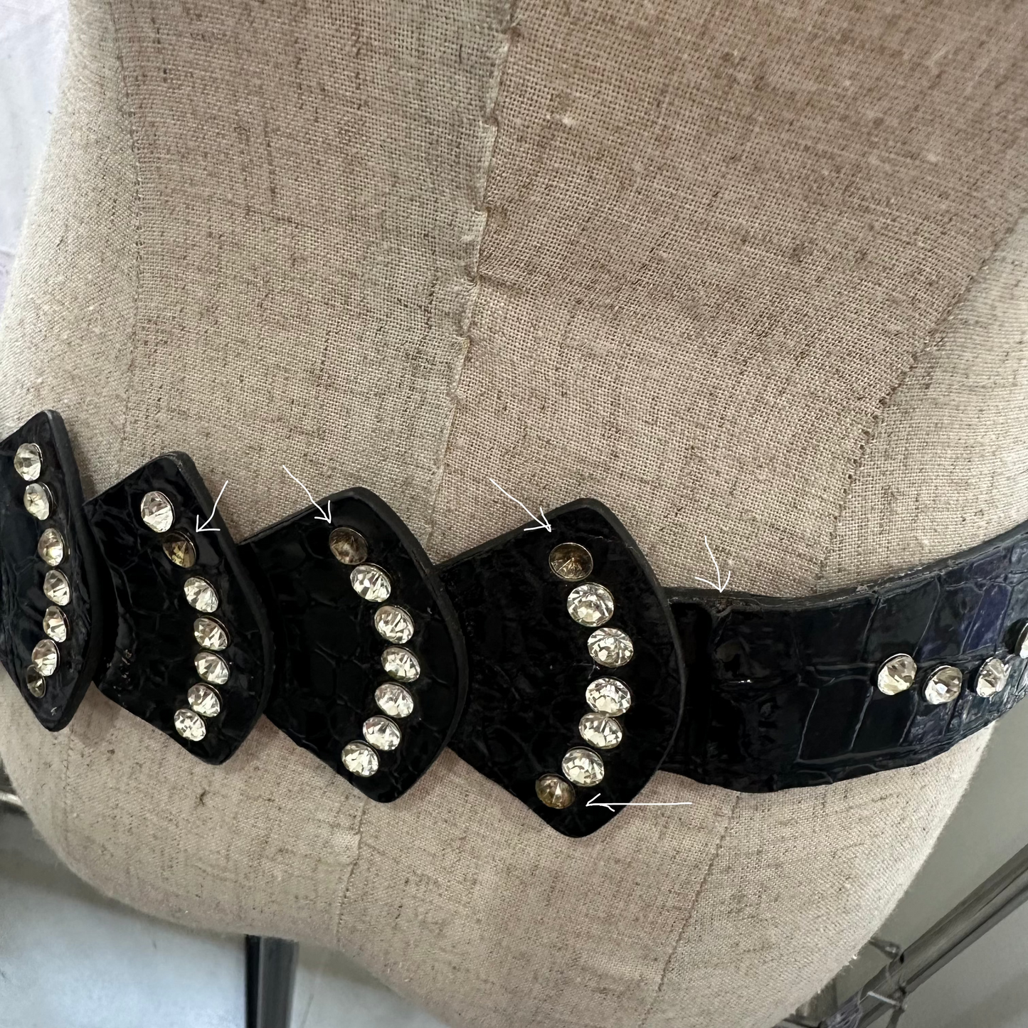 Rhinestone Leather Belt