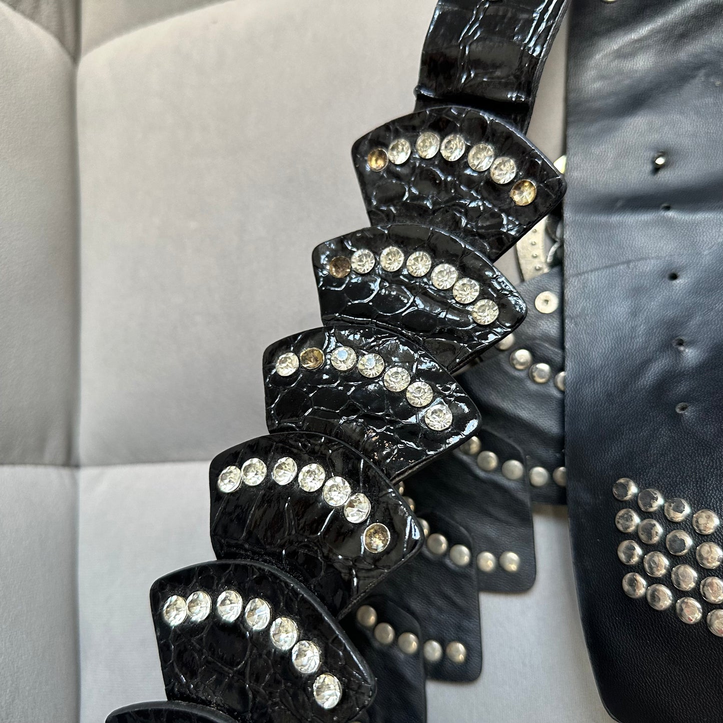 Rhinestone Leather Belt