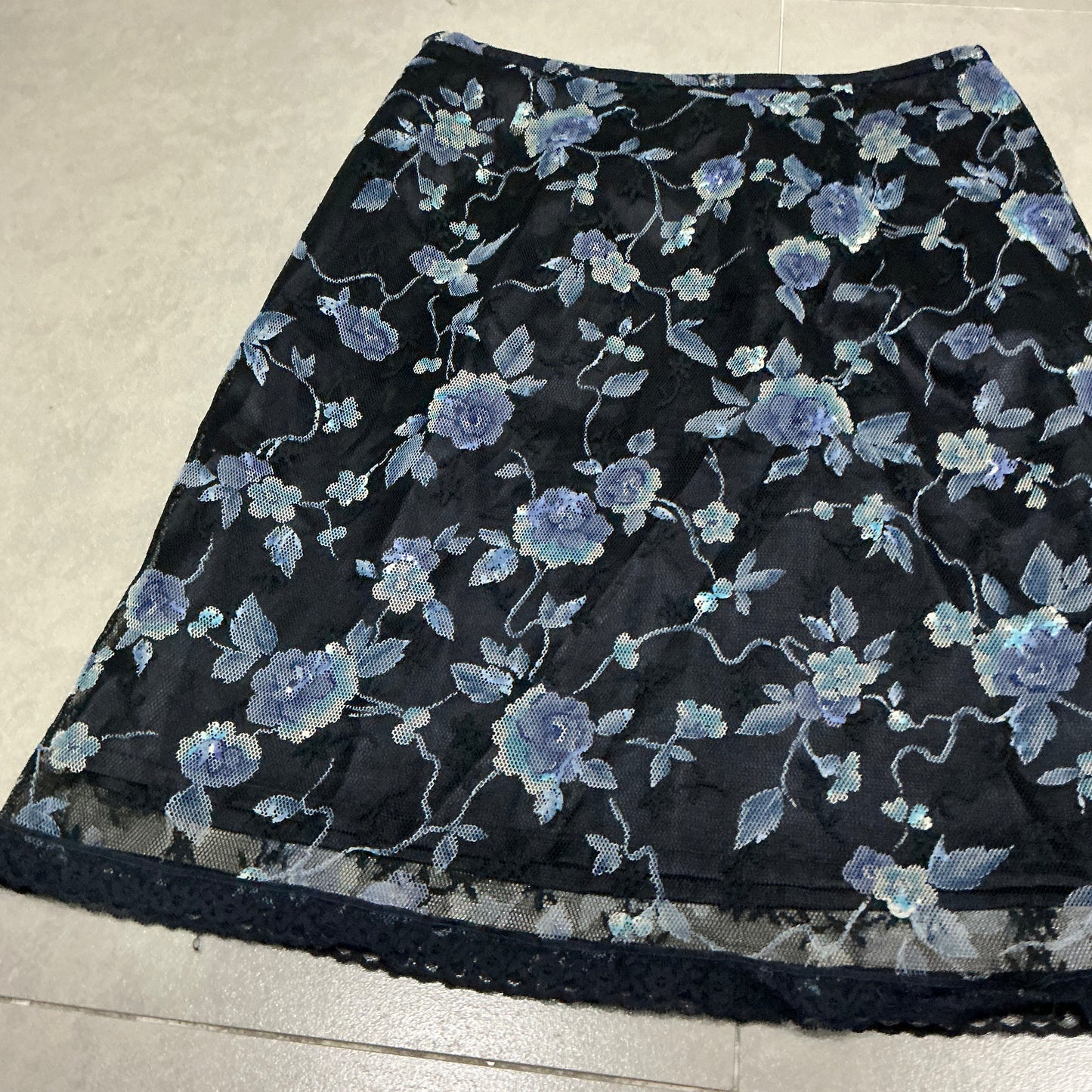 Floral Mesh Layered Skirt