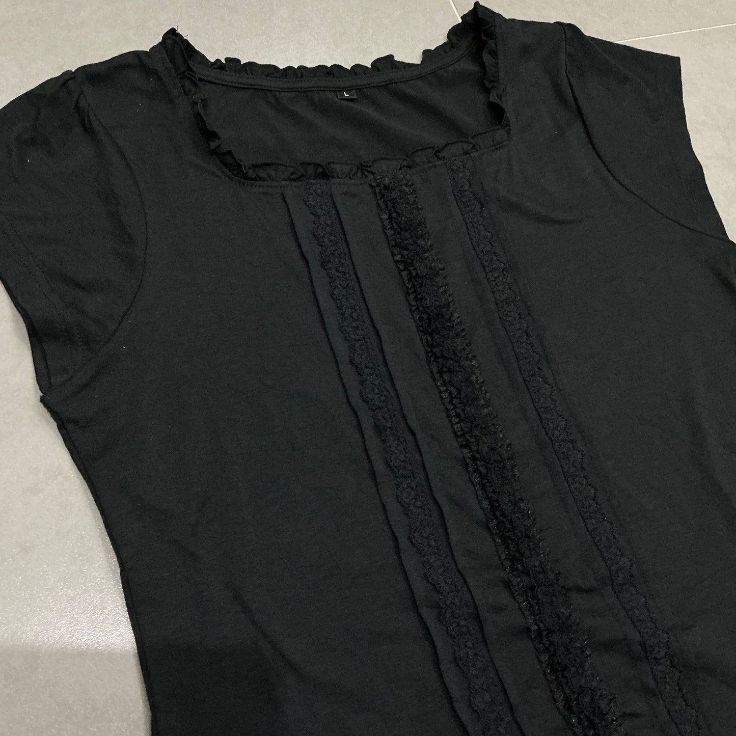 Lace Trim Square Neck Top