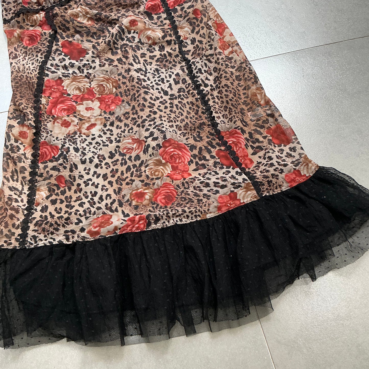 Mesh Leopard Floral Cami Dress Set