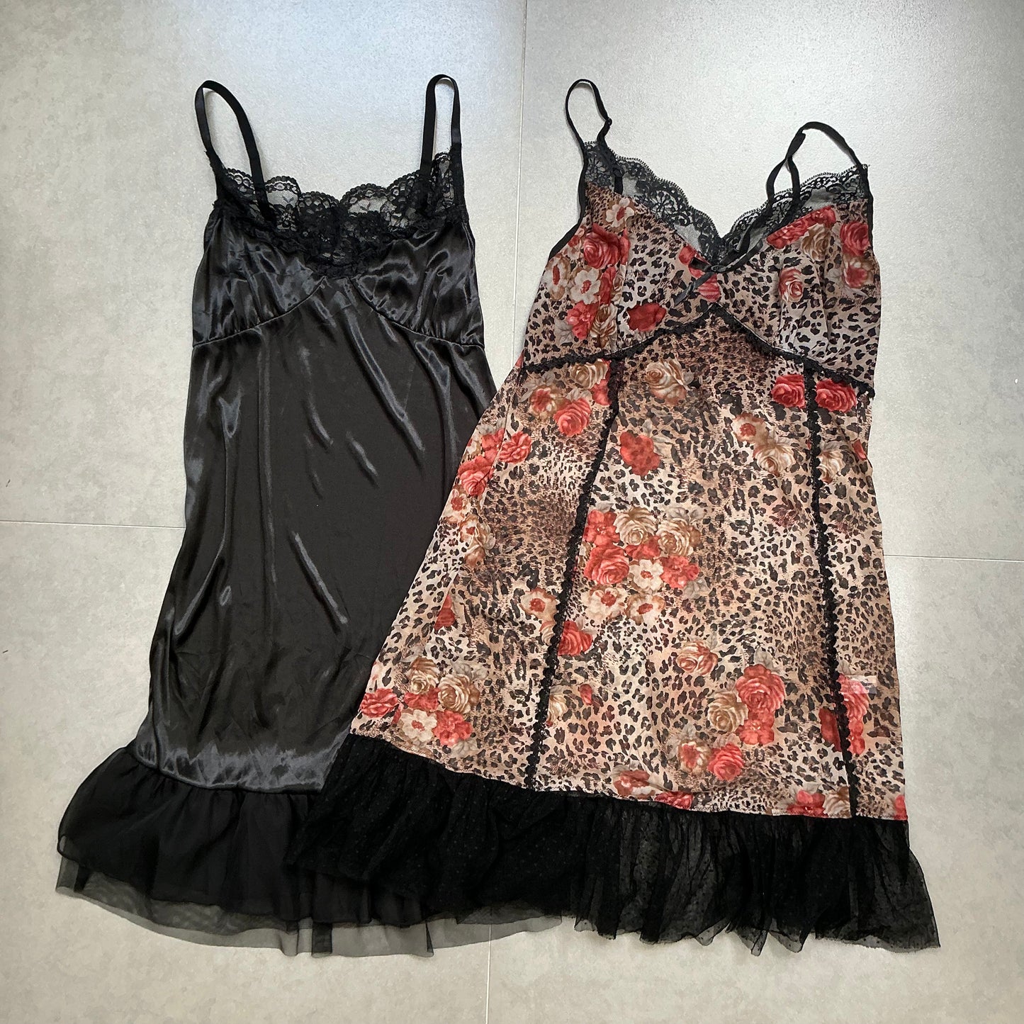Mesh Leopard Floral Cami Dress Set