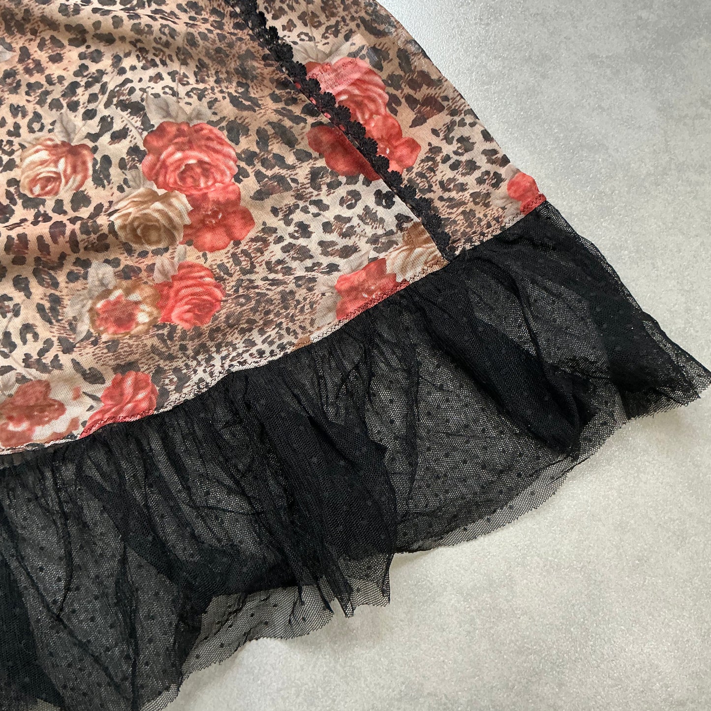 Mesh Leopard Floral Cami Dress Set
