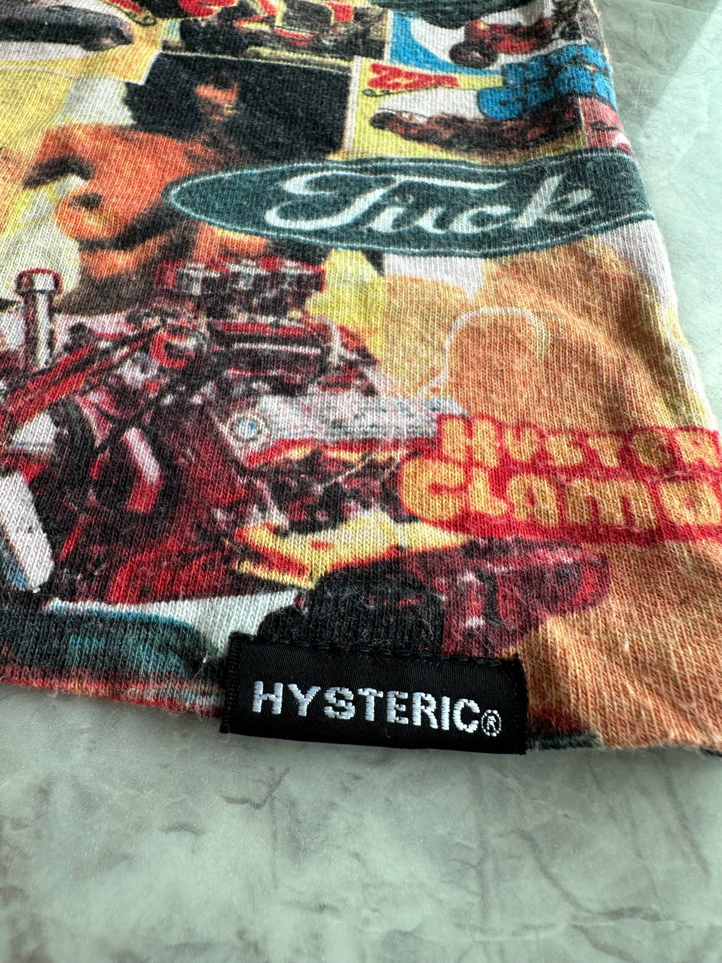 Hysteric Glamour 1990s Collage Car and Topless Woman Single Stitch Tee