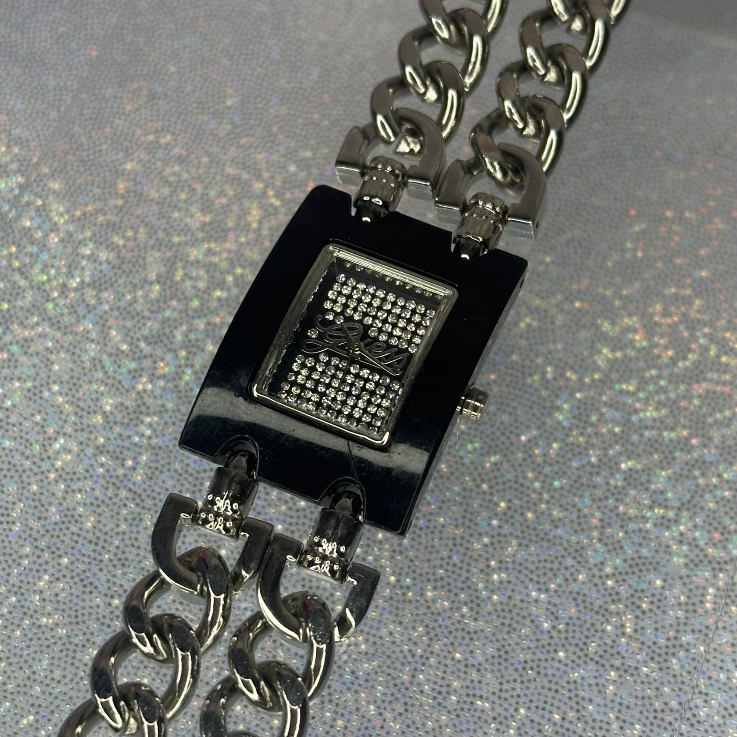 Guess Rectangle Analog Quartz Watch Silver Tone
